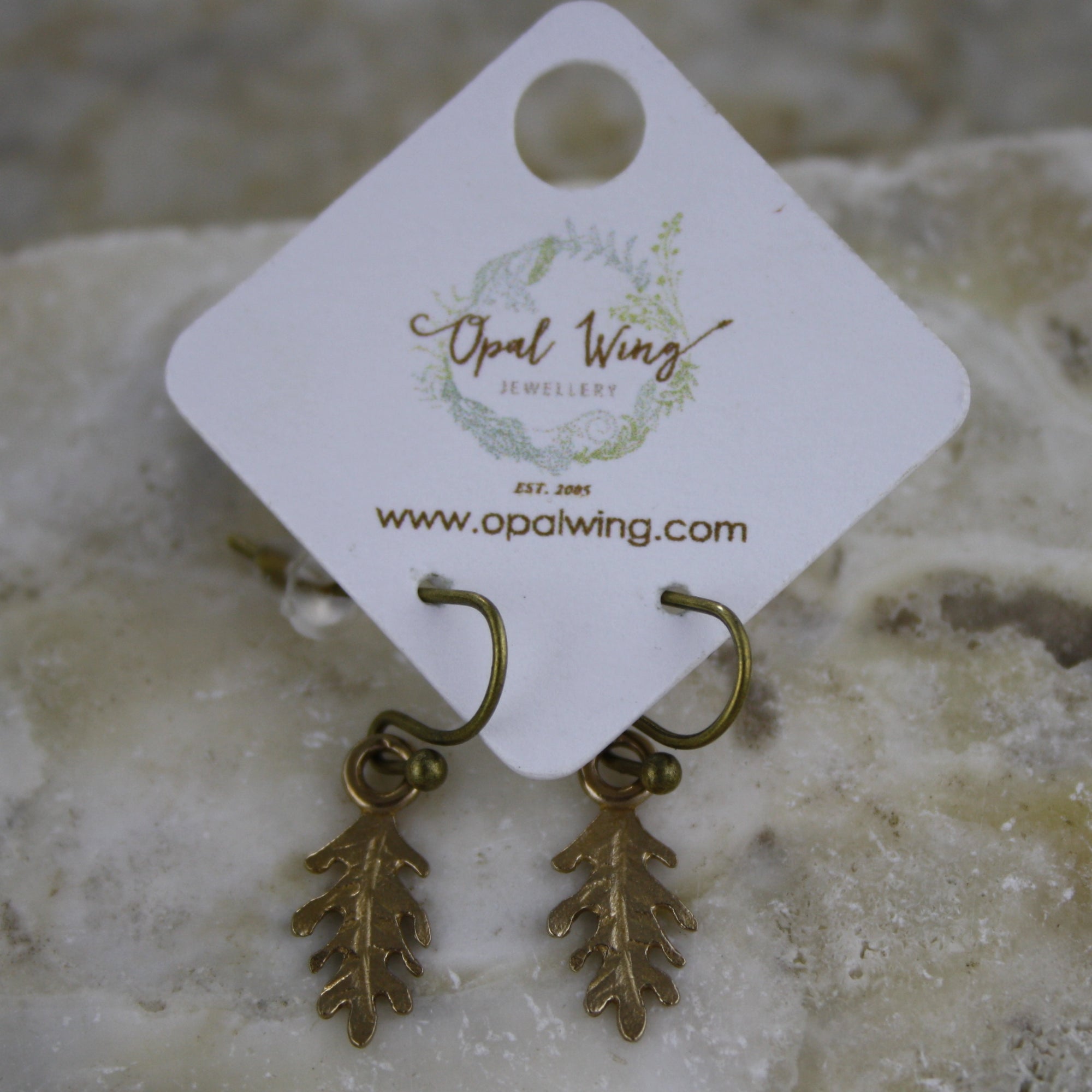 Mini Oak Leaf Earrings in Bronze