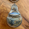 Peace on Earth Magic pendant with Petrified Bogwood, Dendritic quartz and Moonstone
