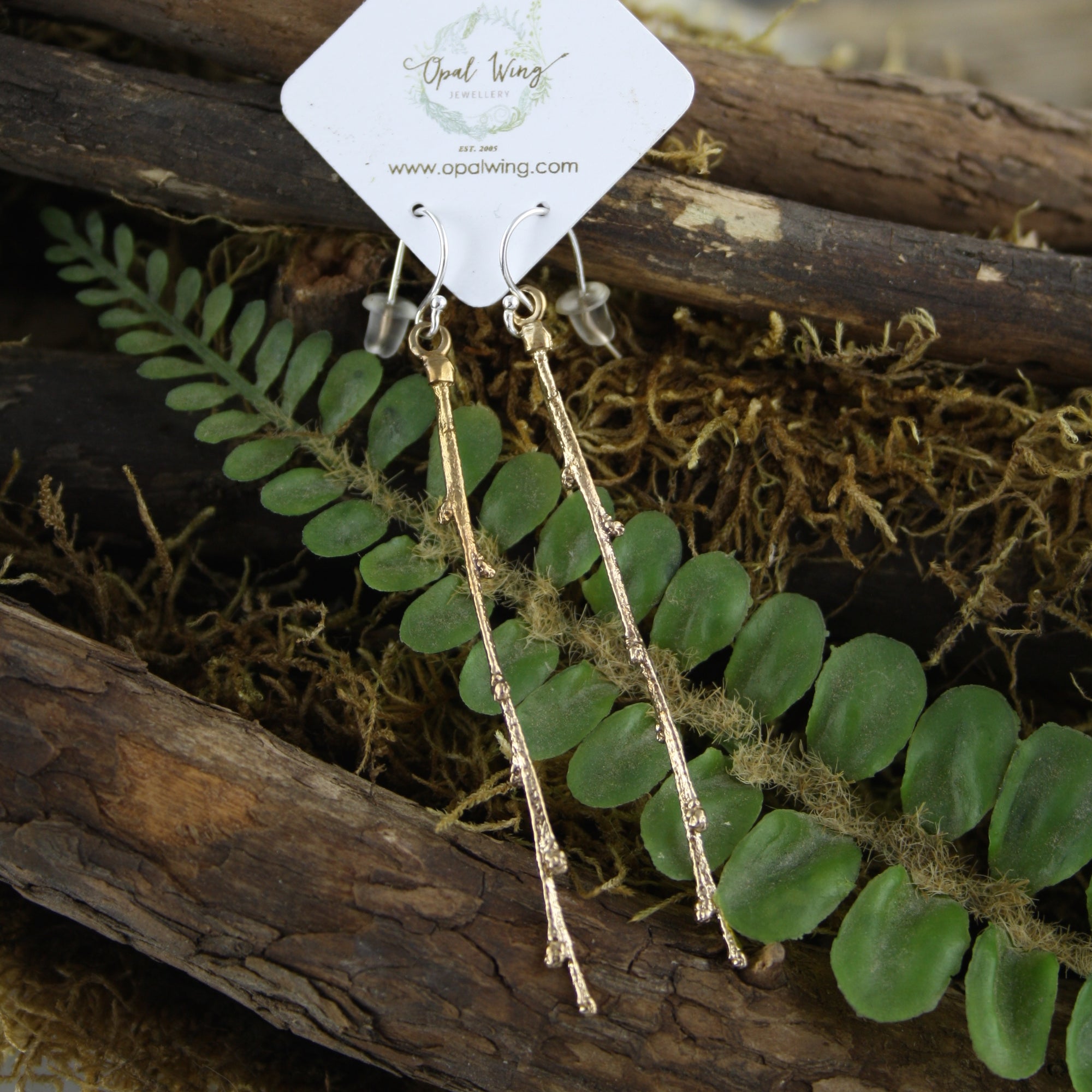Sweet Fern Bud Earrings in Bronze