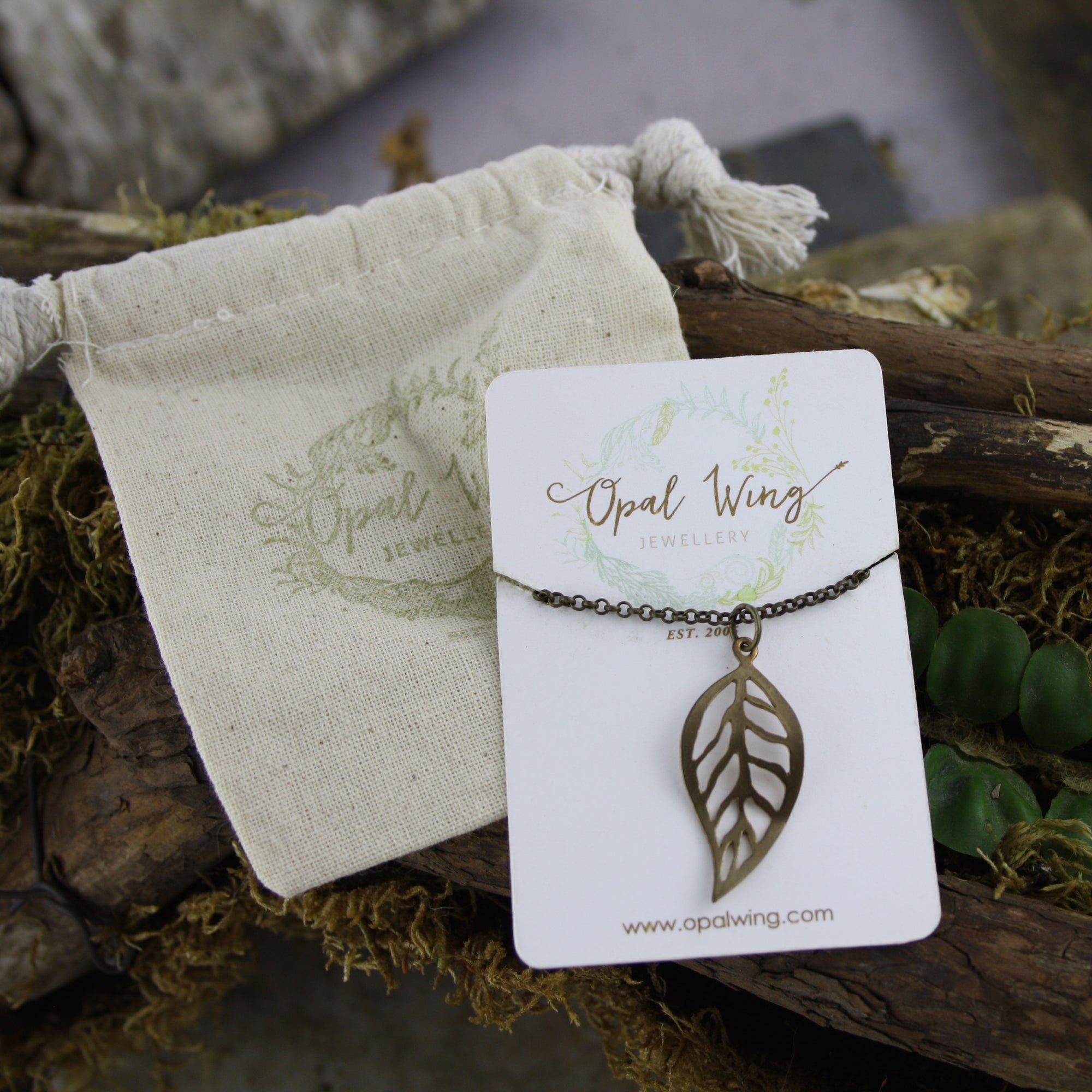 Leaf Silhouette Pendant in Bronze