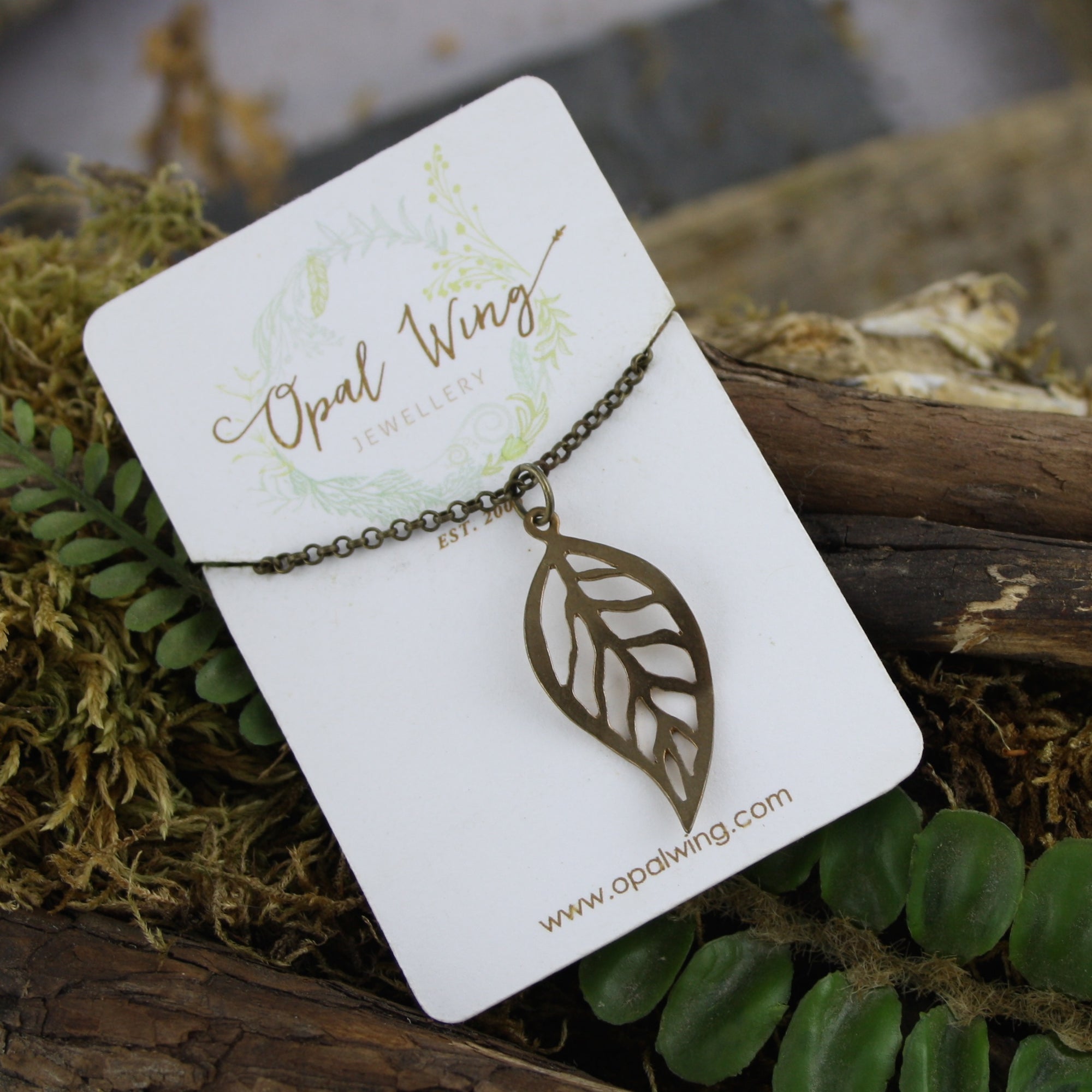 Leaf Silhouette Pendant in Bronze