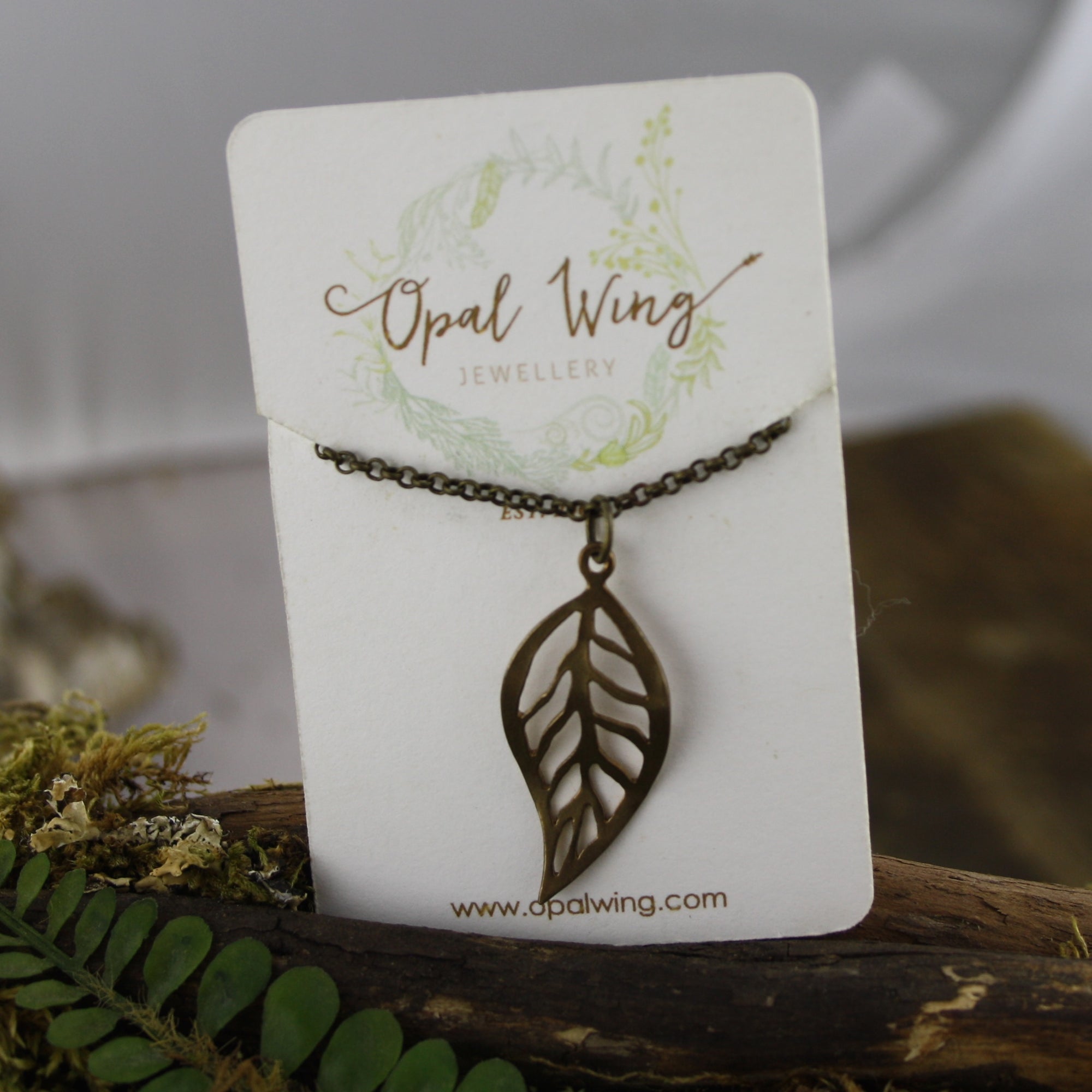 Leaf Silhouette Pendant in Bronze