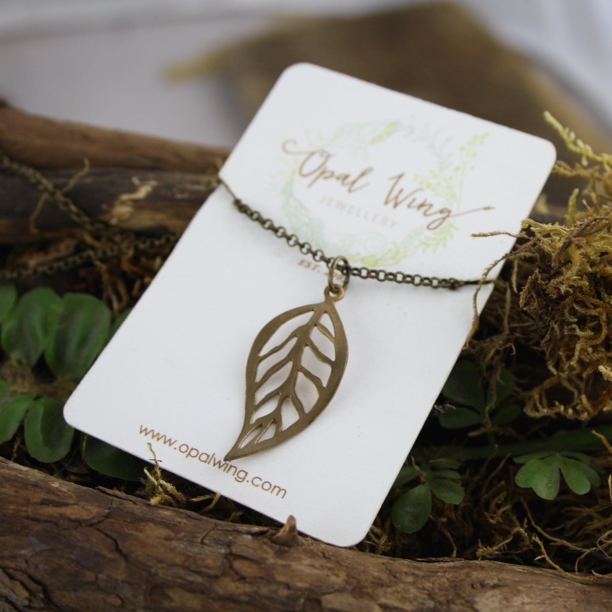 Leaf Silhouette Pendant in Bronze