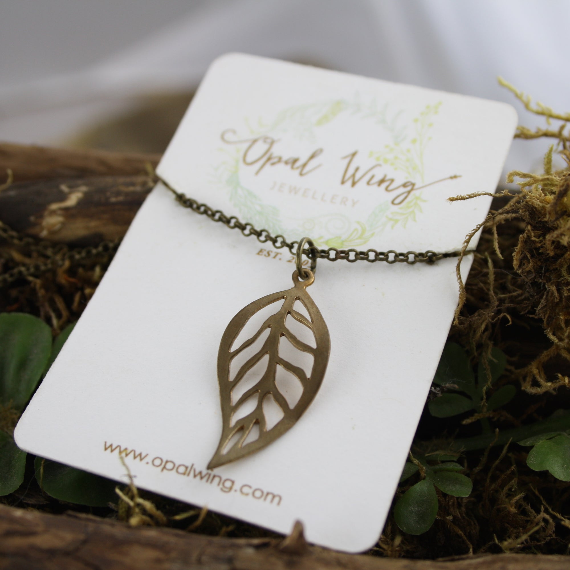 Leaf Silhouette Pendant in Bronze