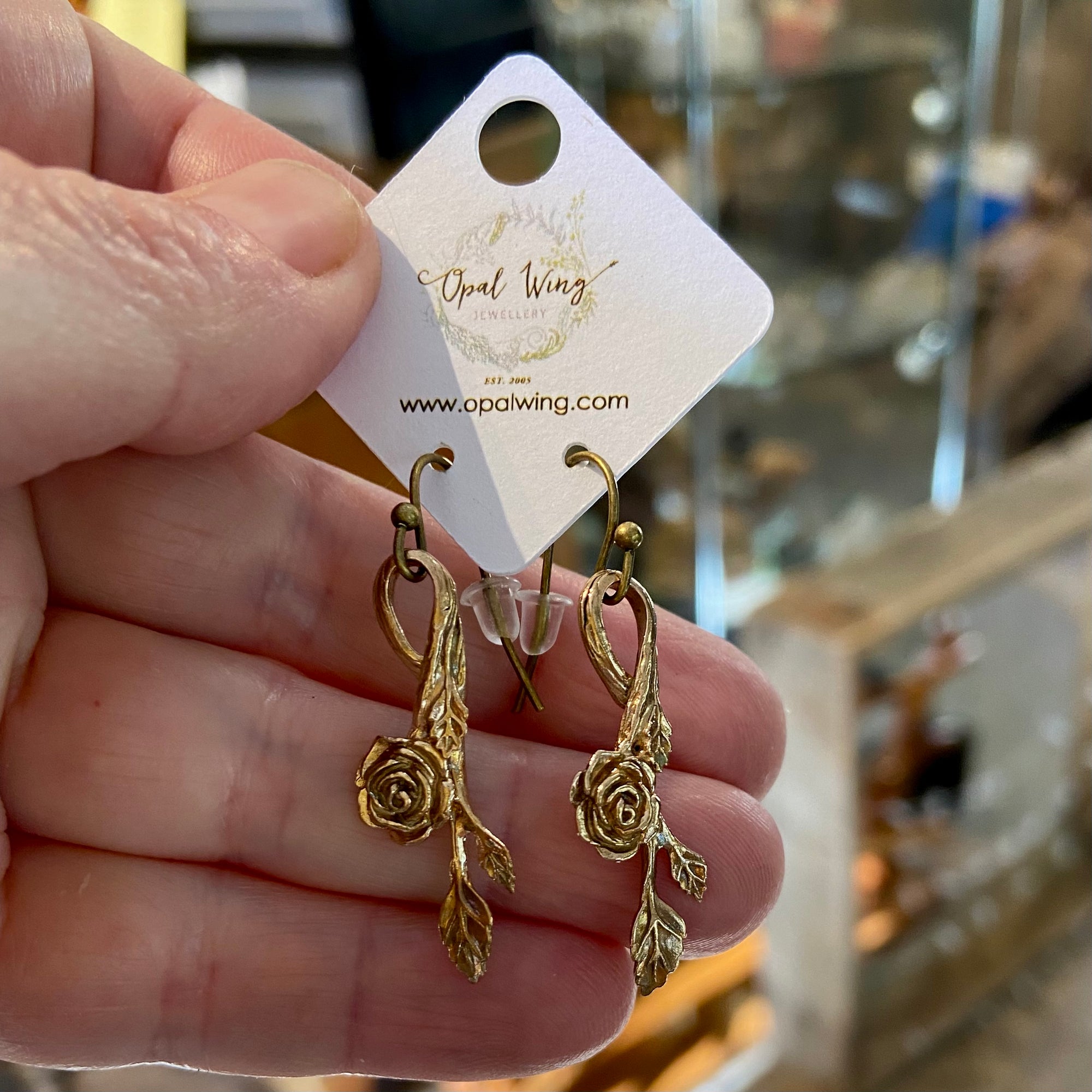 Wild Rose Earrings in Bronze