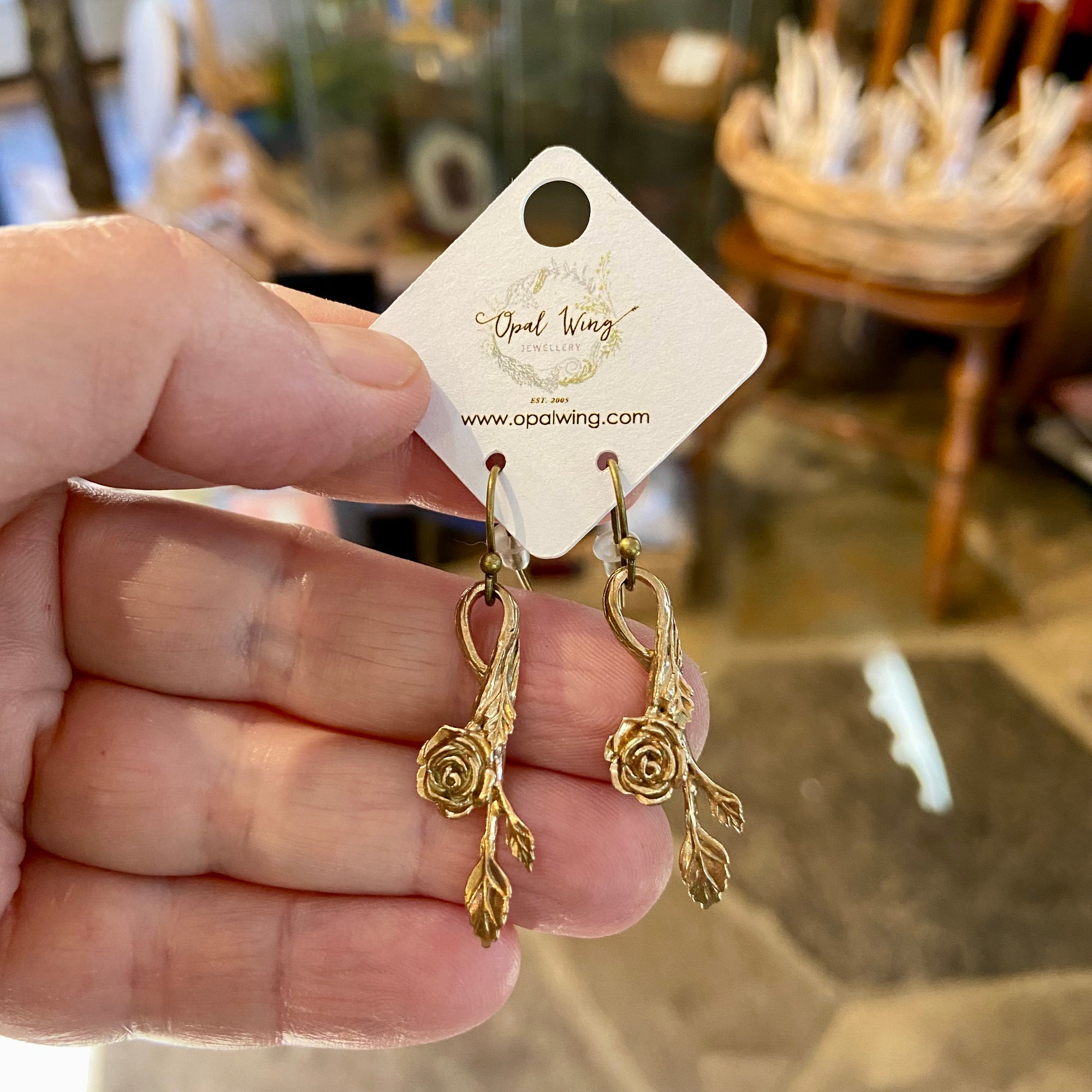 Wild Rose Earrings in Bronze