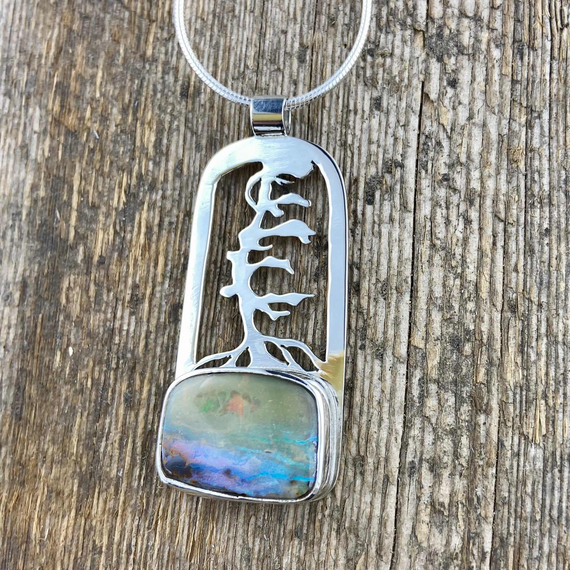 Georgian Bay Pine Blue Boulder Opal Pendant