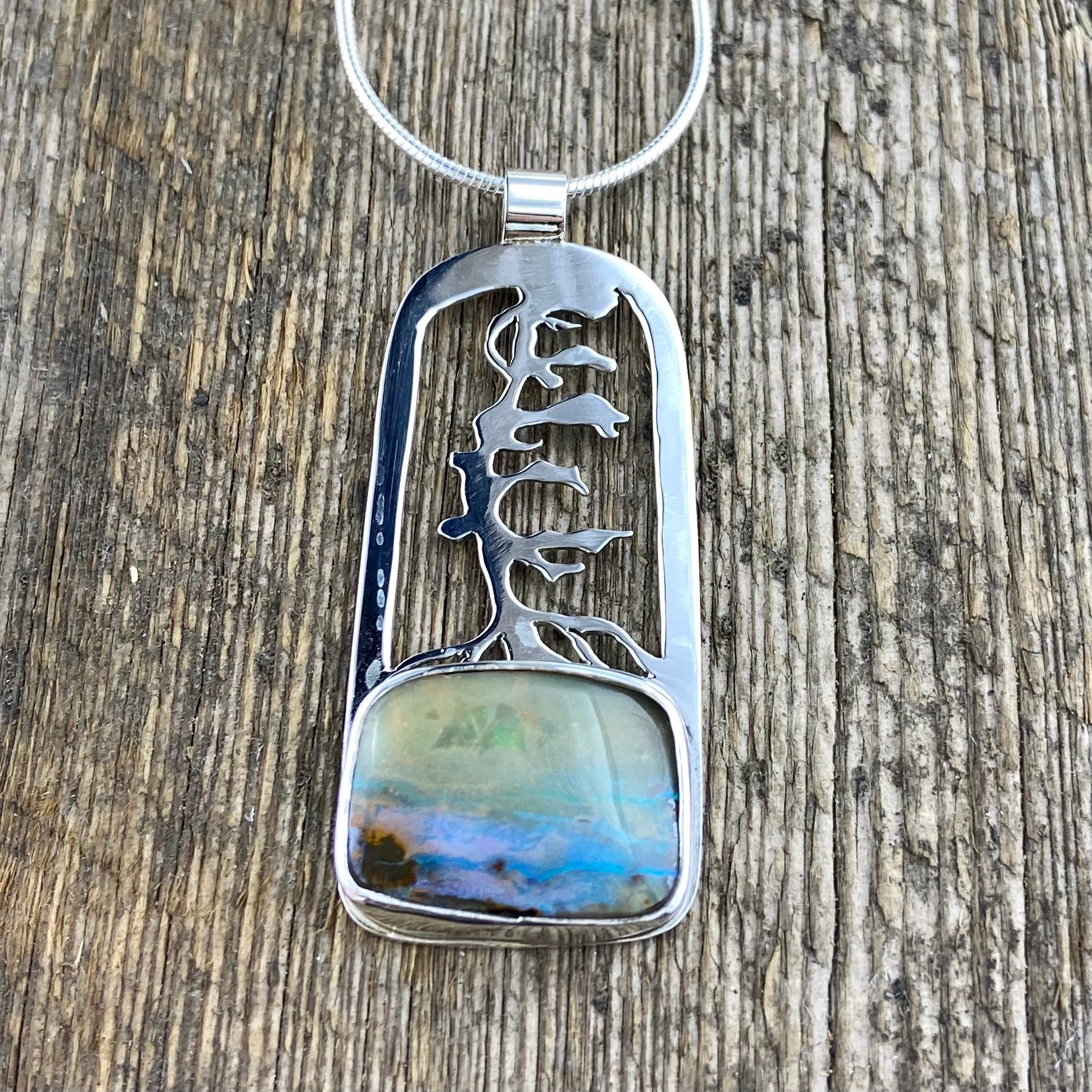 Georgian Bay Pine Blue Boulder Opal Pendant