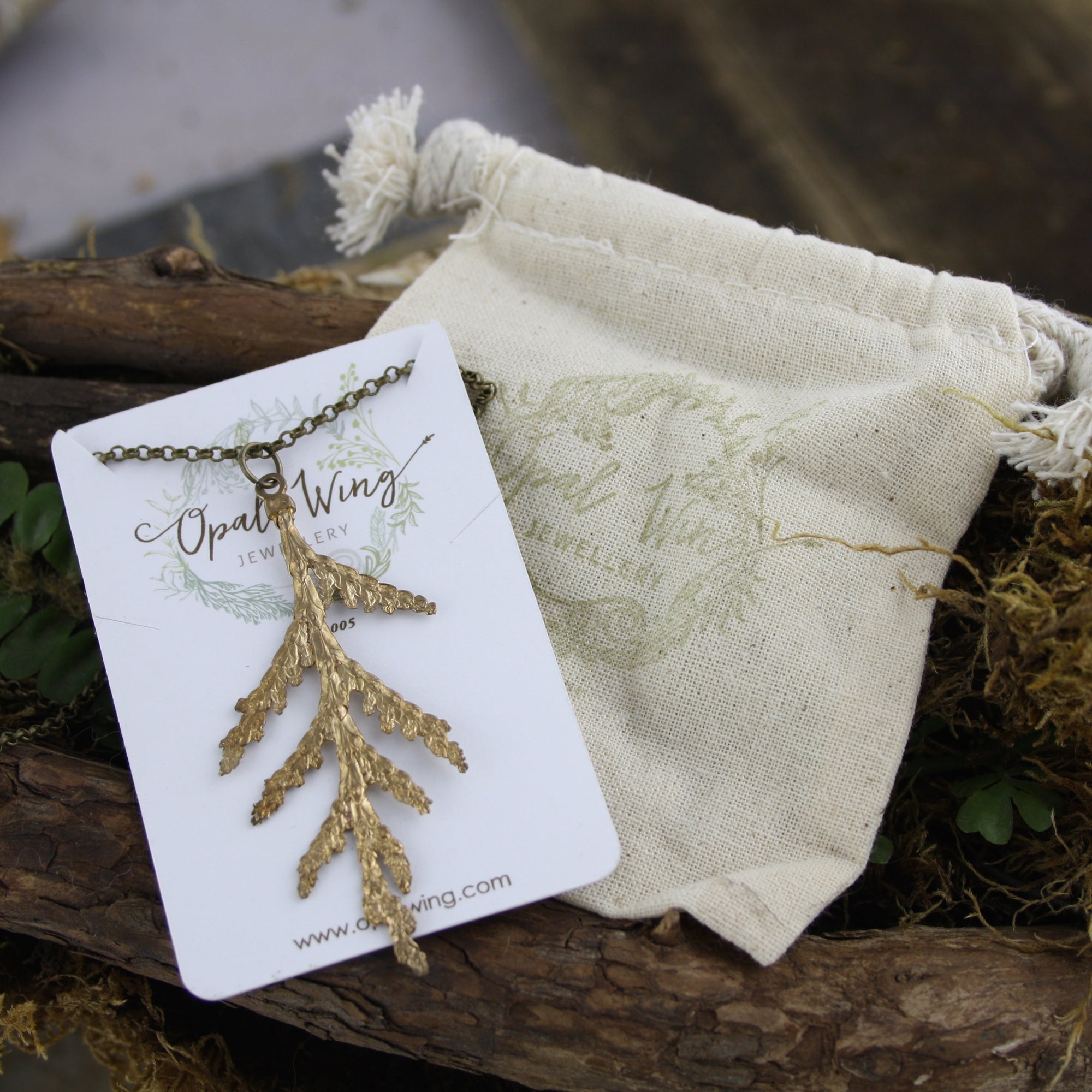 Large White Cedar Pendant in Bronze