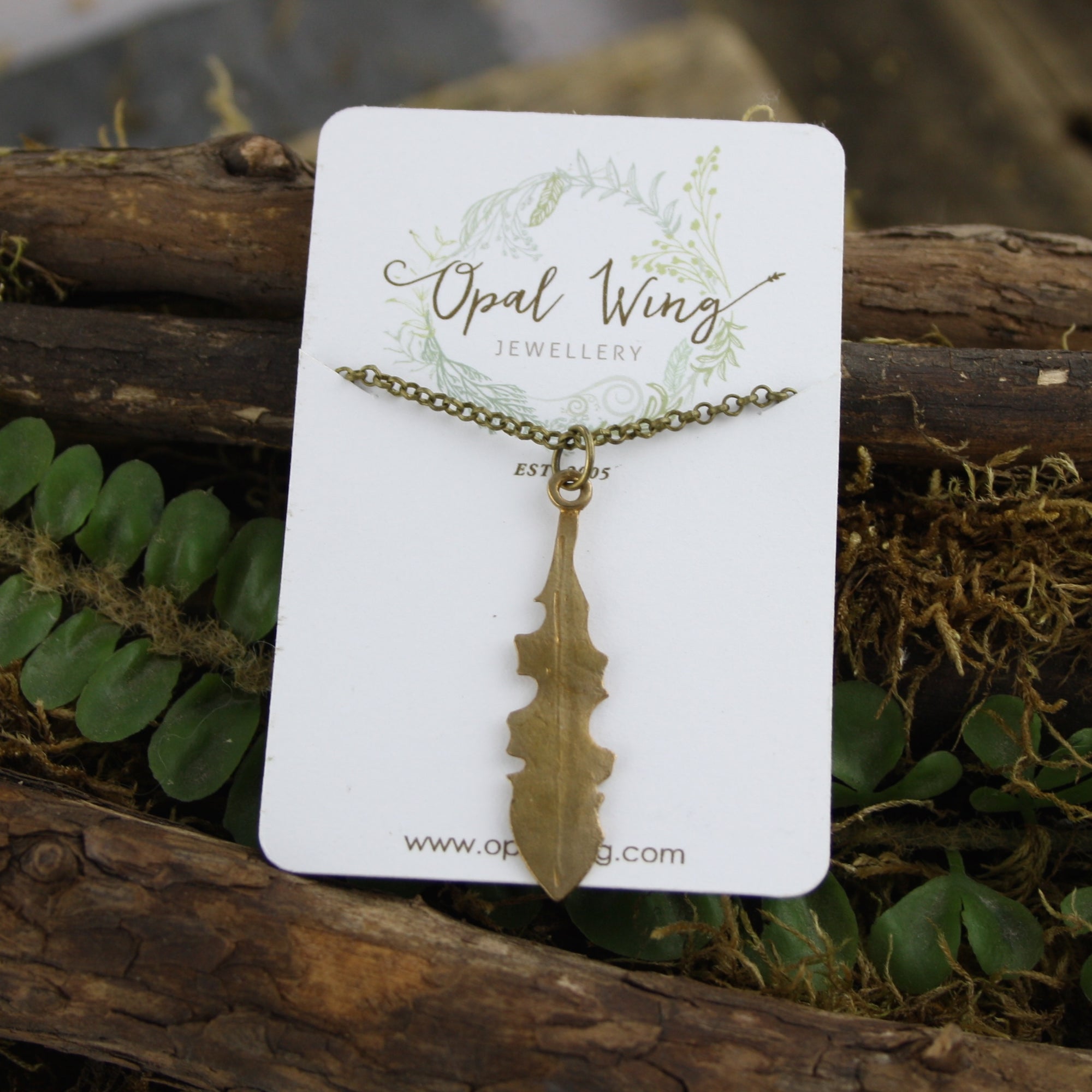 Dandelion Leaf Pendant in Bronze