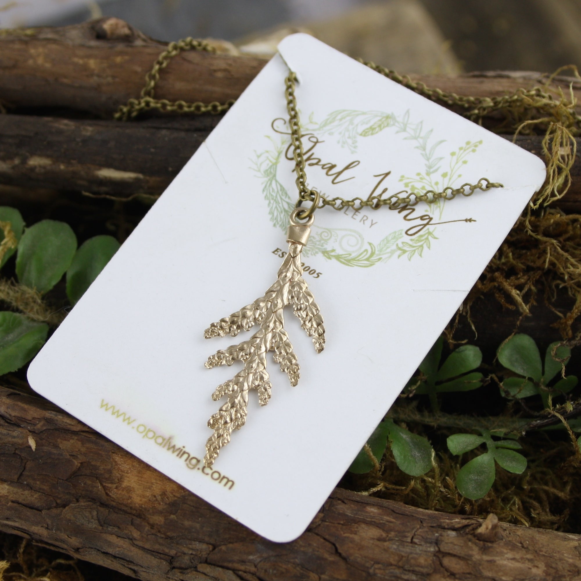Small White Cedar Pendant in Bronze