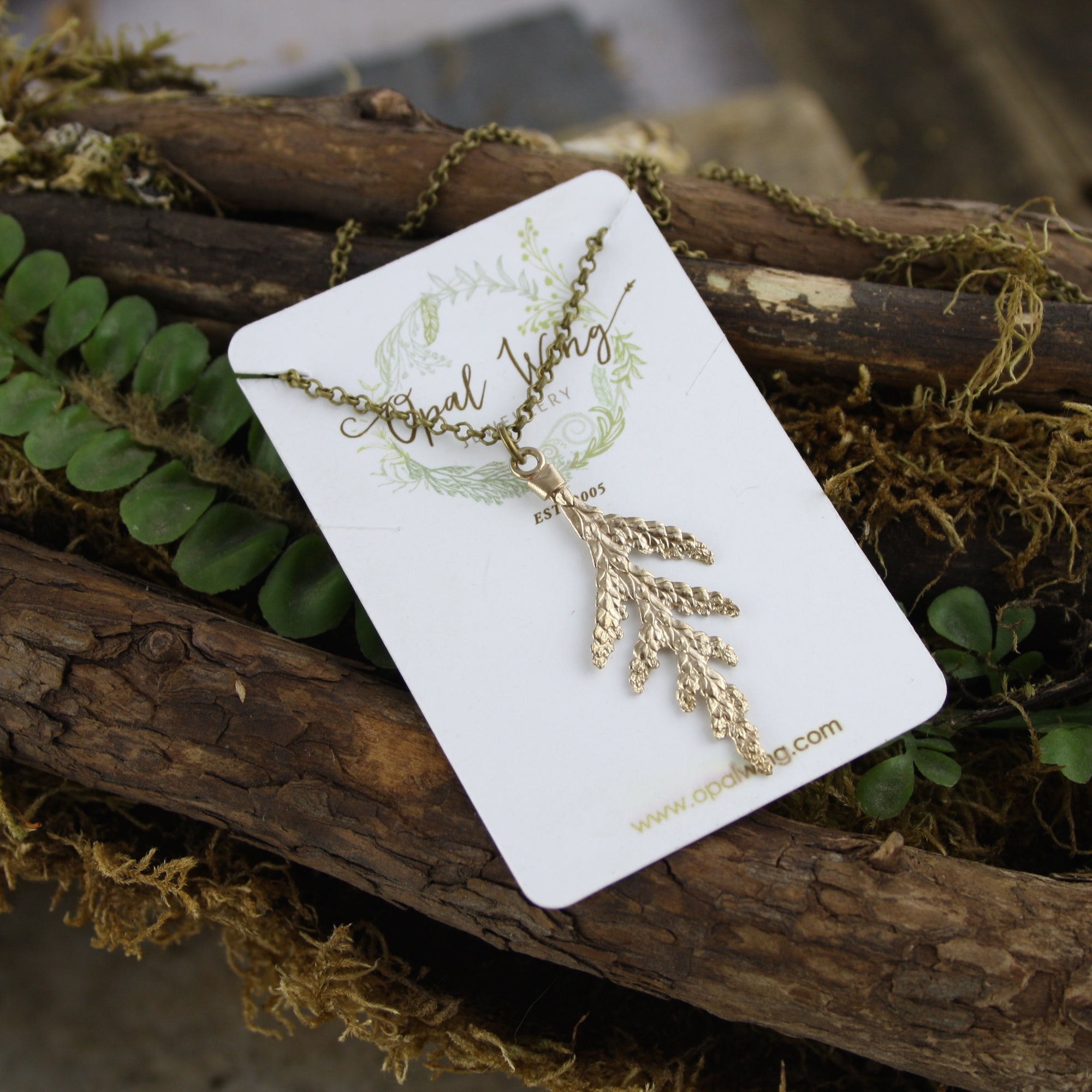 Small White Cedar Pendant in Bronze