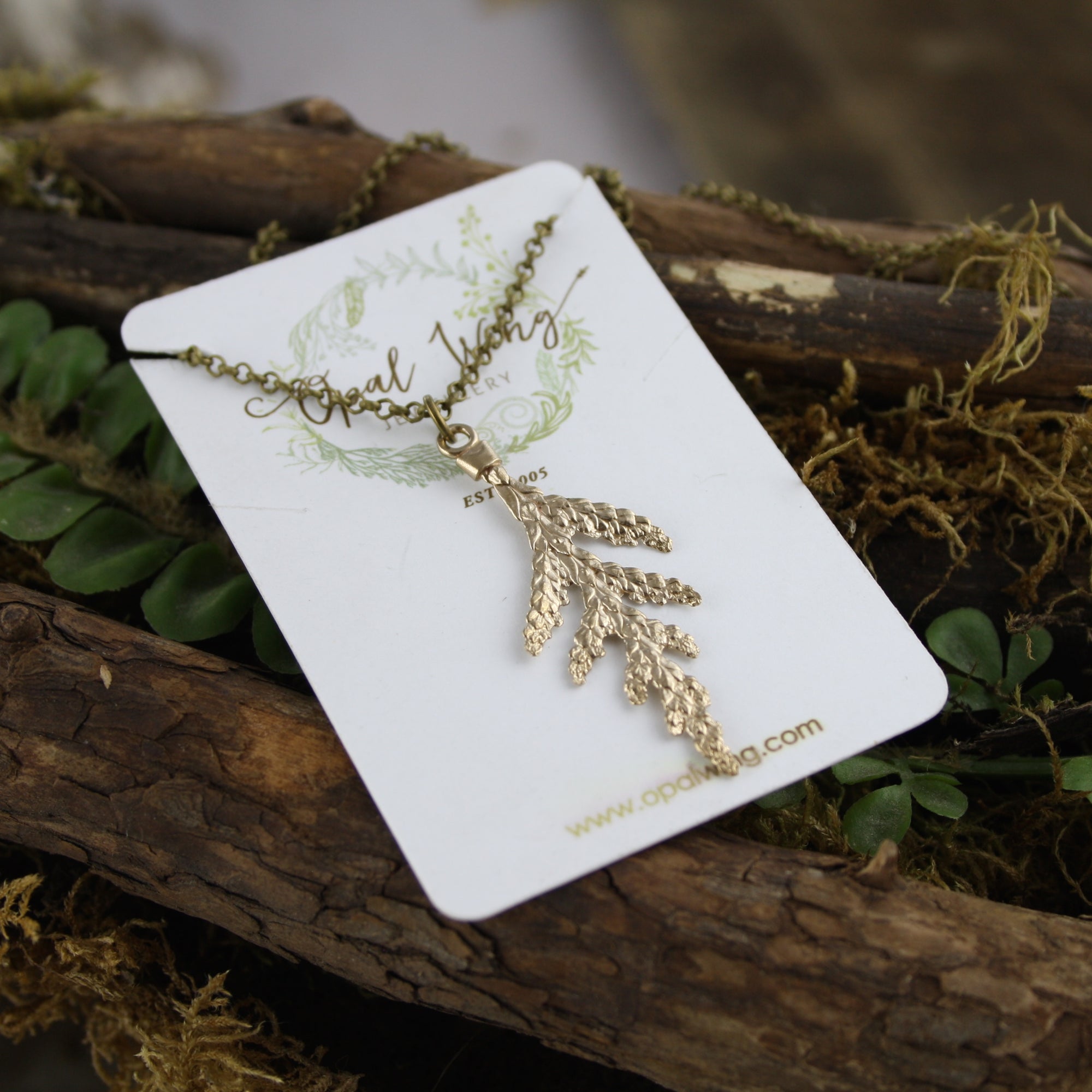 Small White Cedar Pendant in Bronze