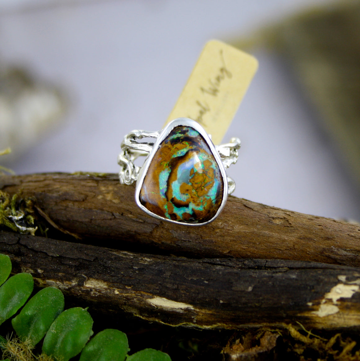 Vibrant Boulder Opal Woodland Ring