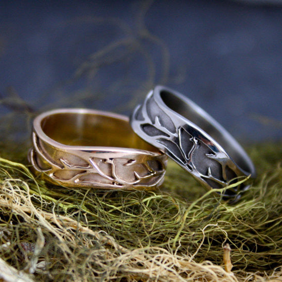 Organic Vine Wedding Band 14kt Gold