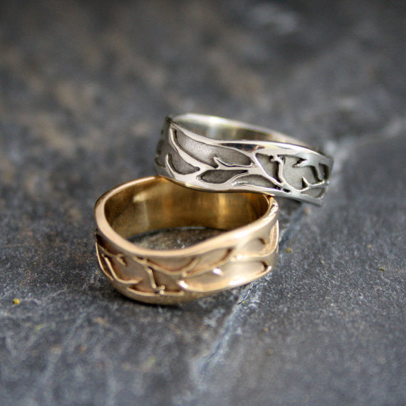 Organic Vine Wedding Band 14kt Gold