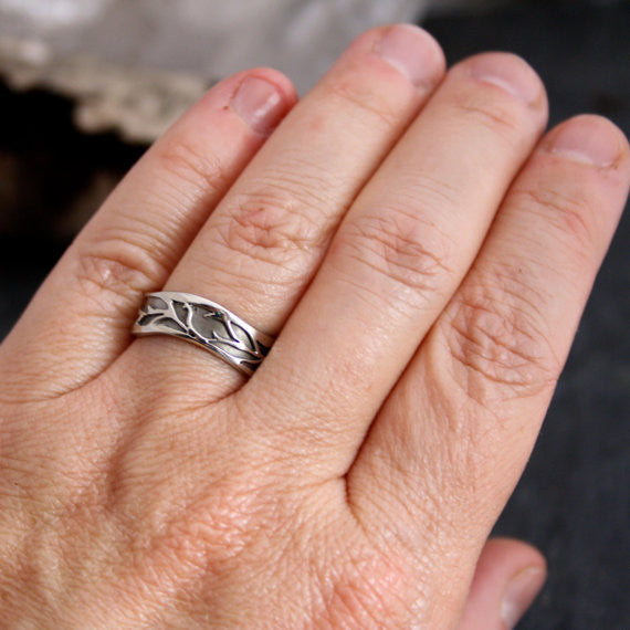 Organic Vine Wedding Band 14kt Gold