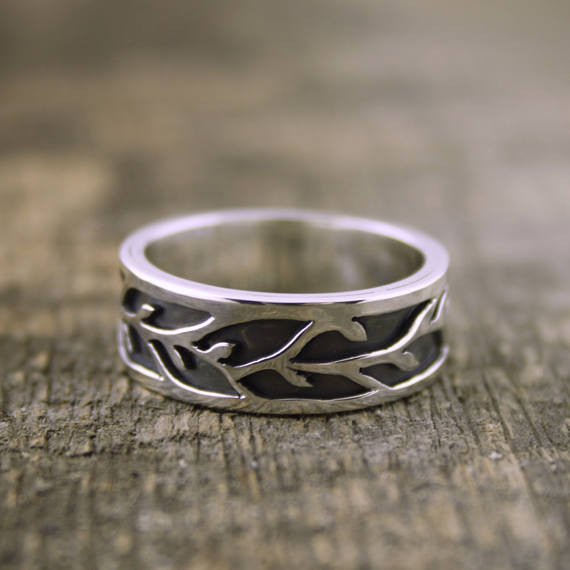 Organic Vine Flow Ring, His Wedding Band