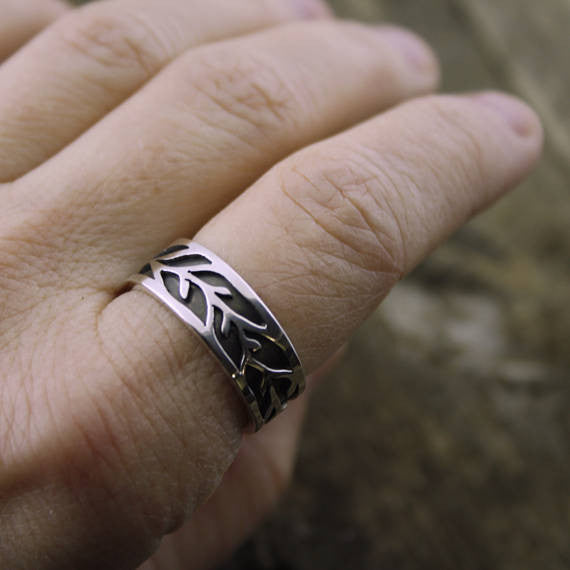 Organic Vine Flow Ring, His Wedding Band
