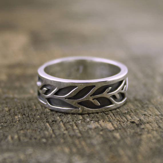 Organic Vine Flow Ring, His Wedding Band