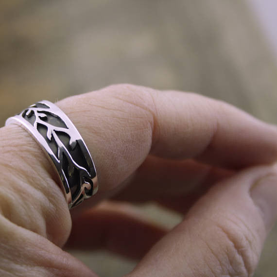 Organic Vine Flow Ring, His Wedding Band