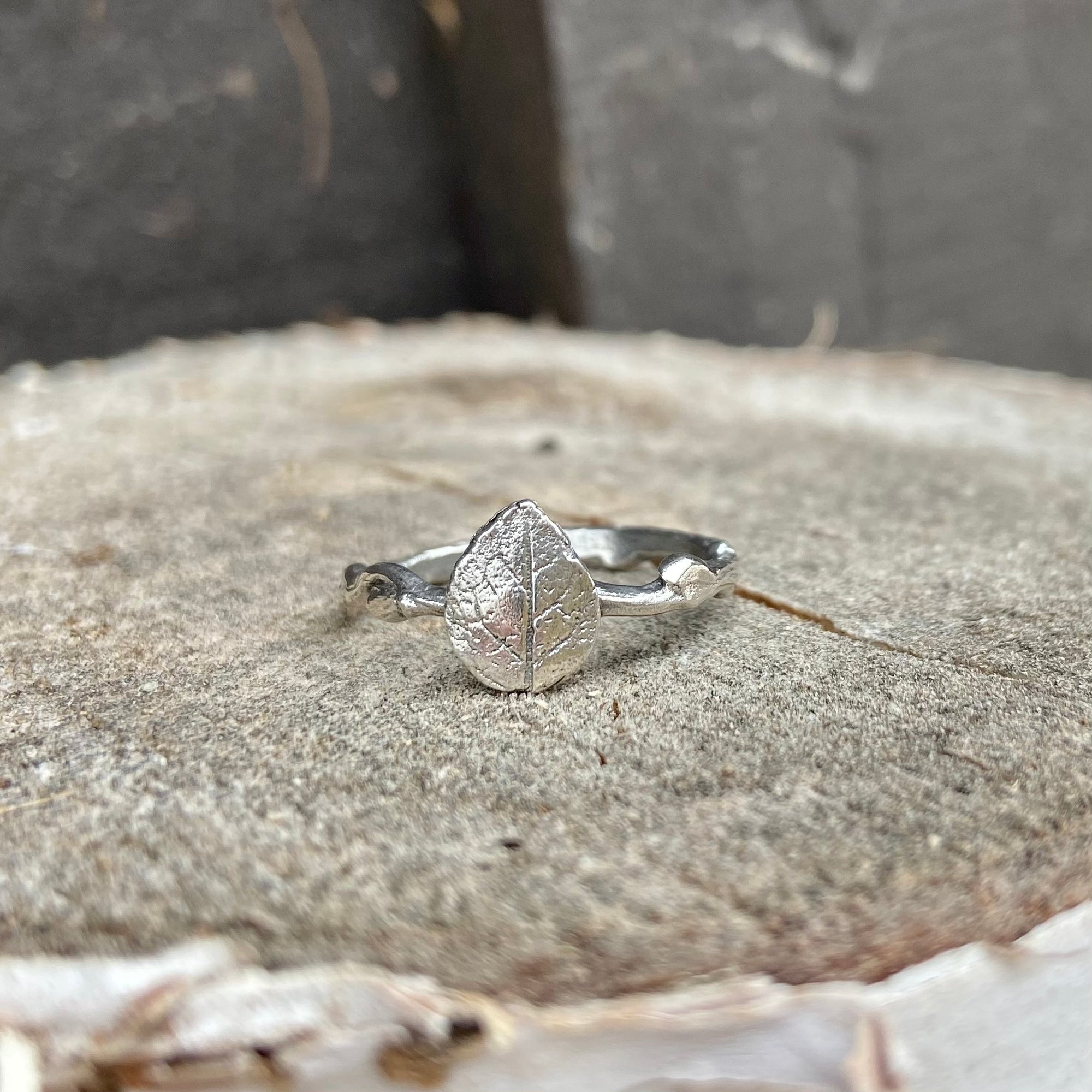 Rose Leaf Ring in Silver