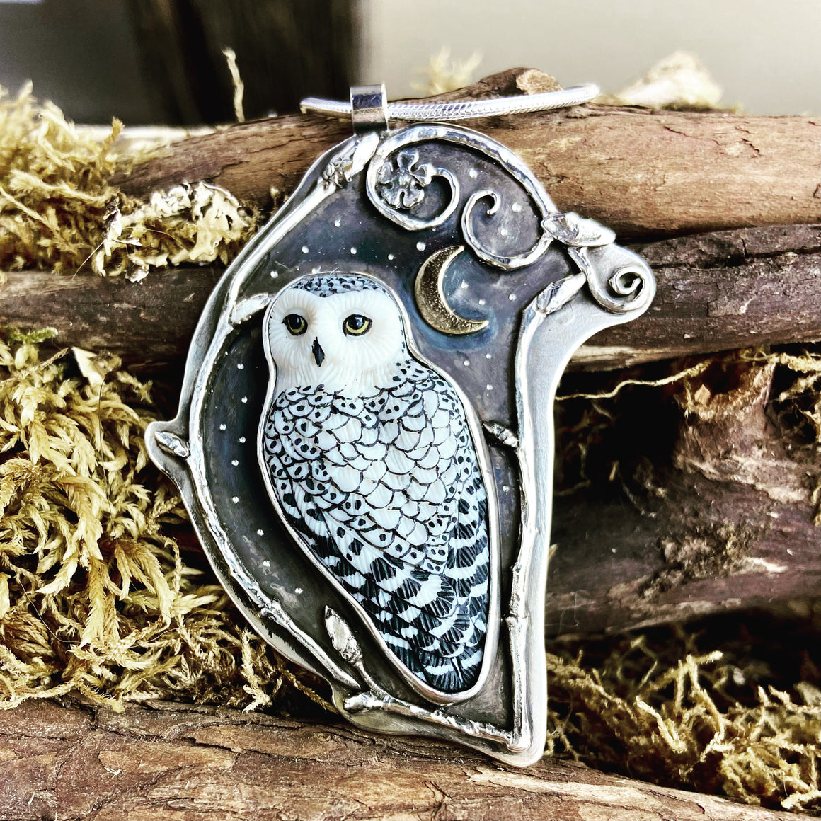 Reserved for “H” Snowy Owl Pendant