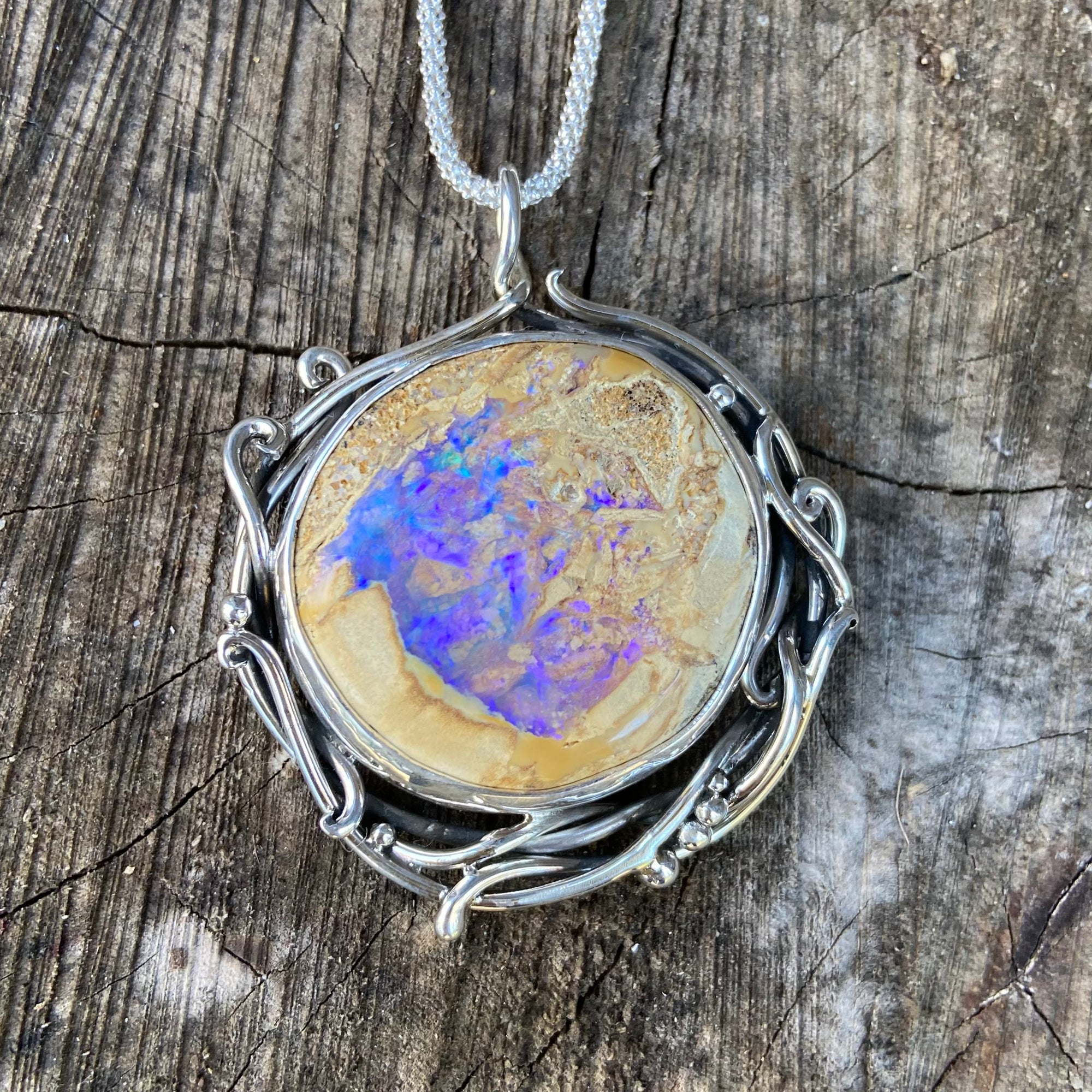 Stunning Purple Pipe Boulder Opal Pendant