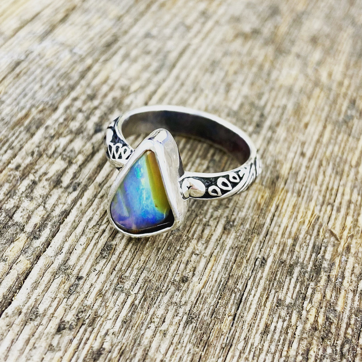 Unique Boulder Opal lace Ring