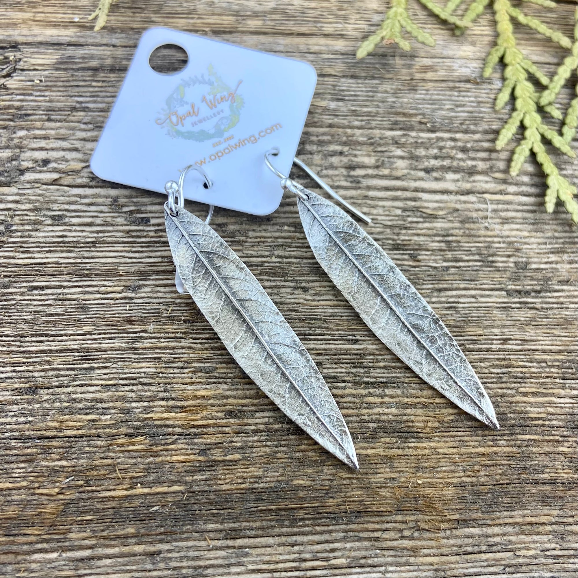 Willow Leaf Earrings in Silver
