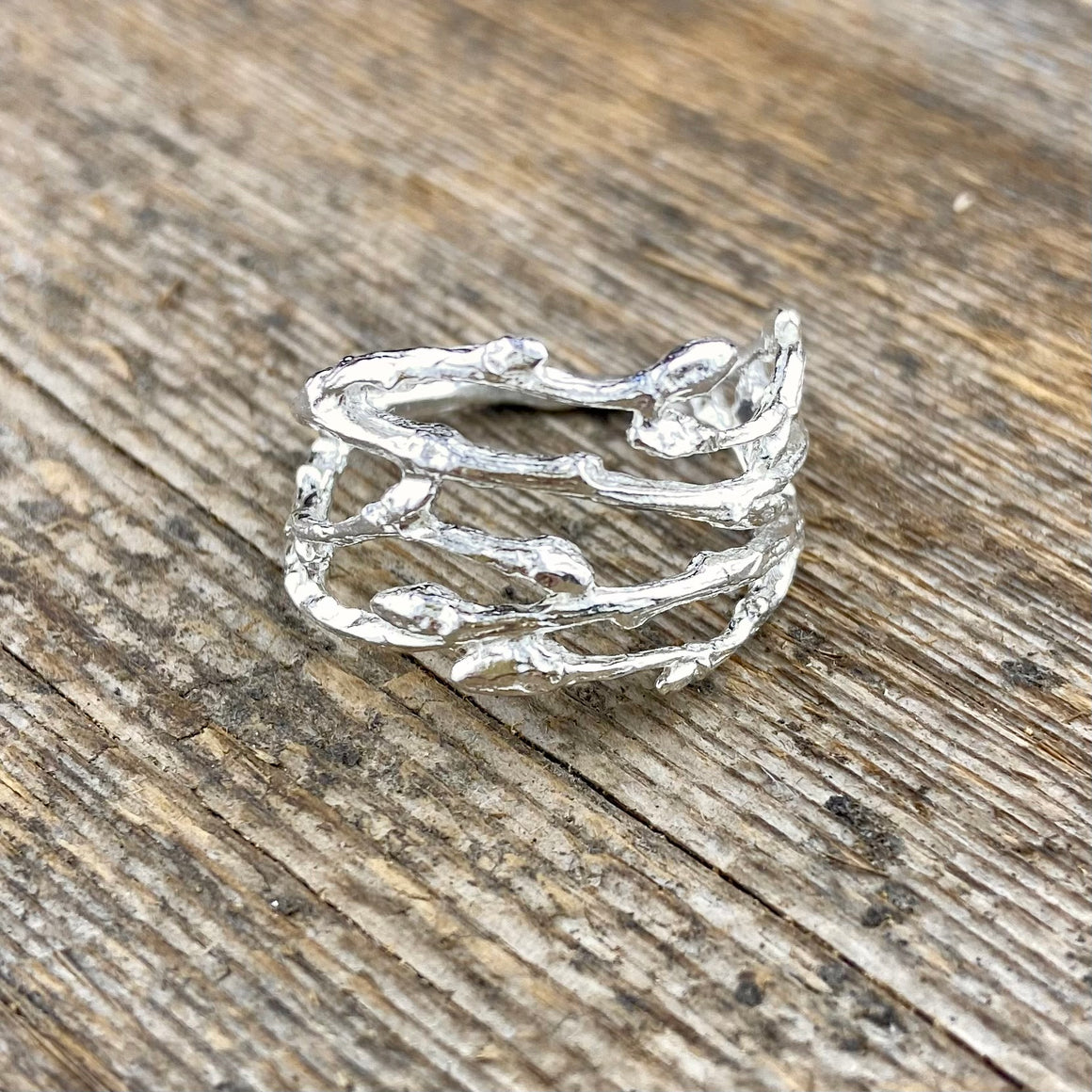 Woodland Branch Band (wide) in Silver