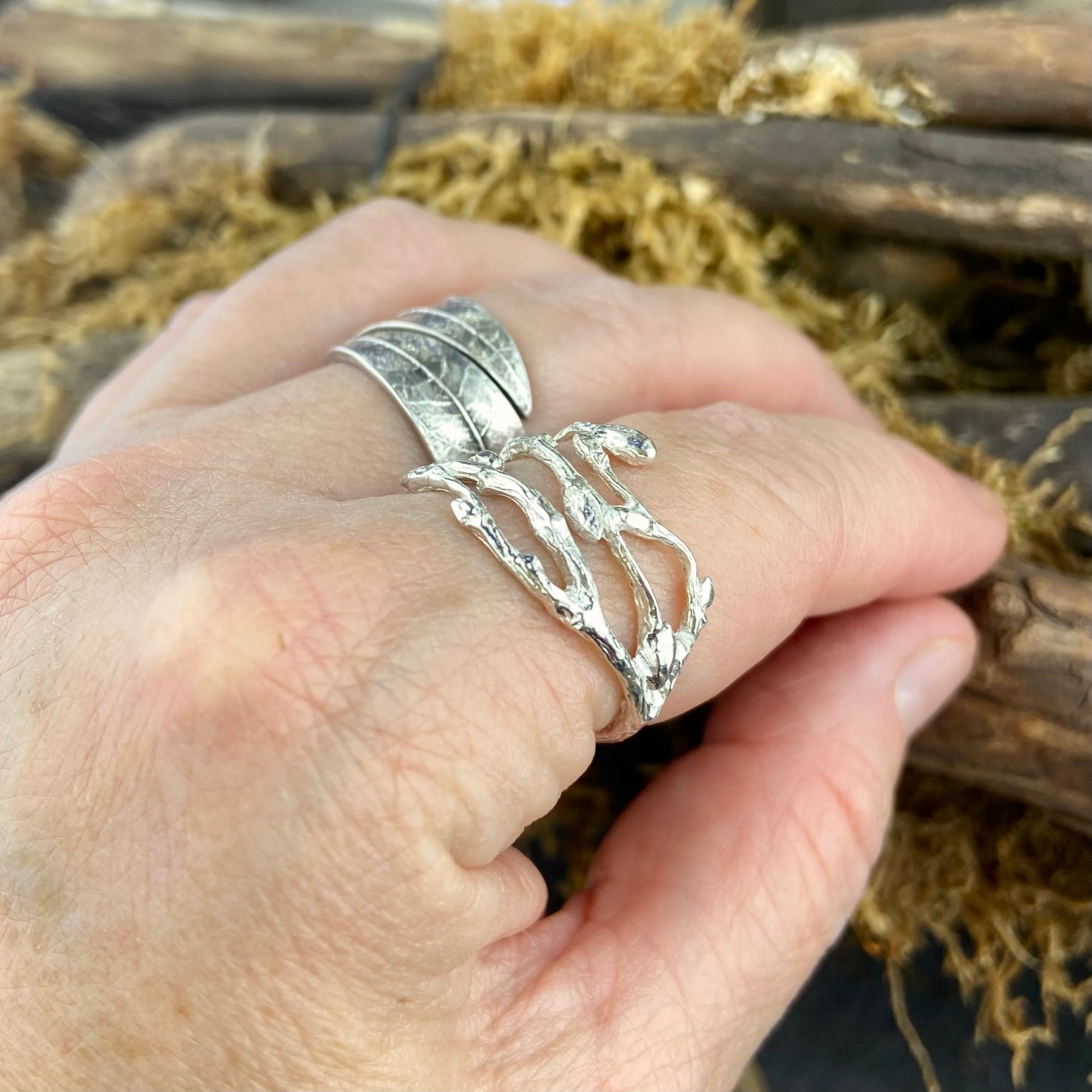 Woodland Branch Band (wide) in Silver