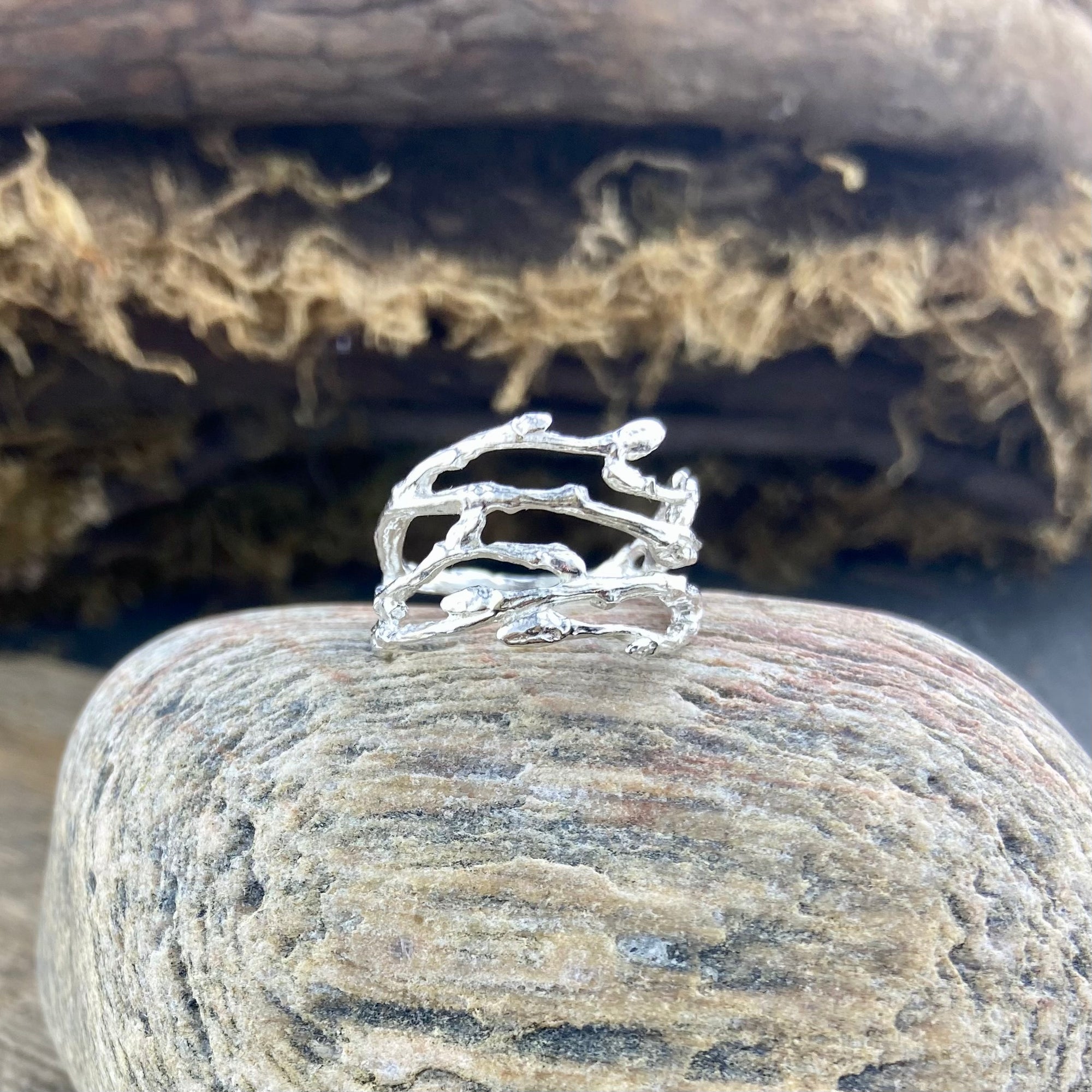 Woodland Branch Band (wide) in Silver