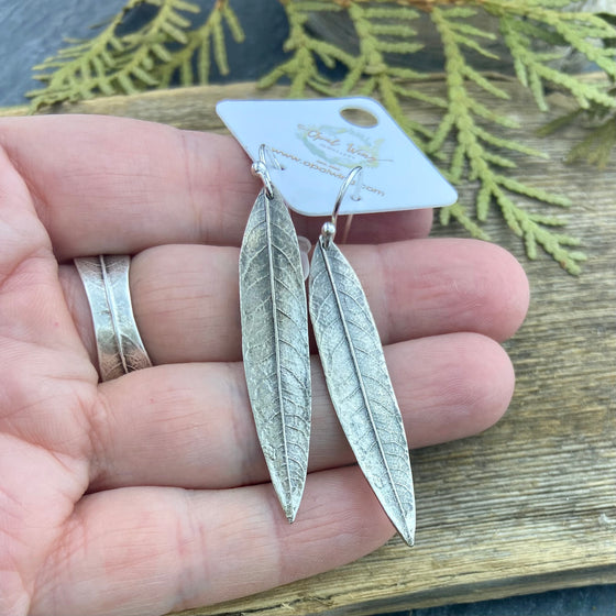 Willow Leaf Earrings in Silver
