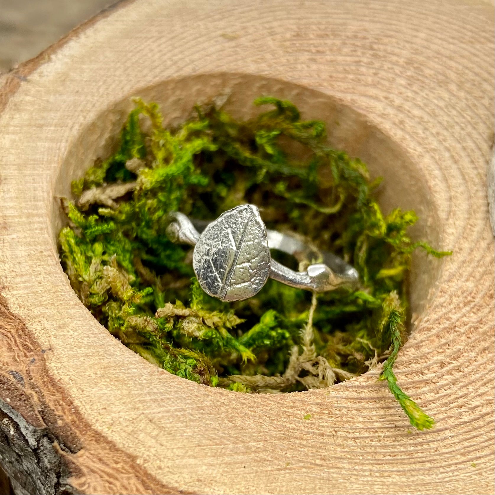 Rose Leaf Ring in Silver