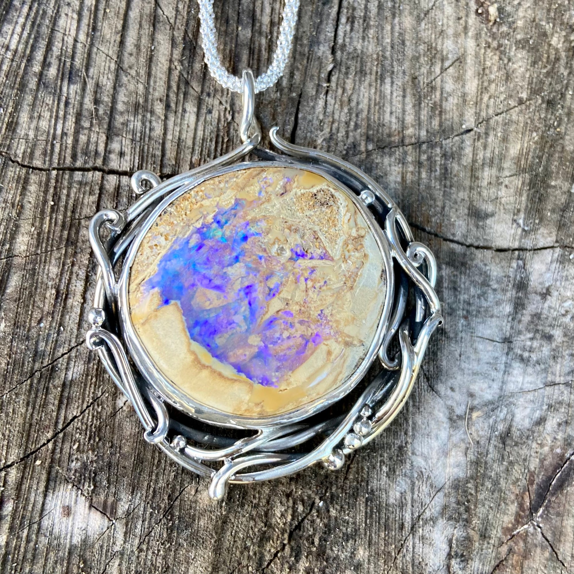 Stunning Purple Pipe Boulder Opal Pendant