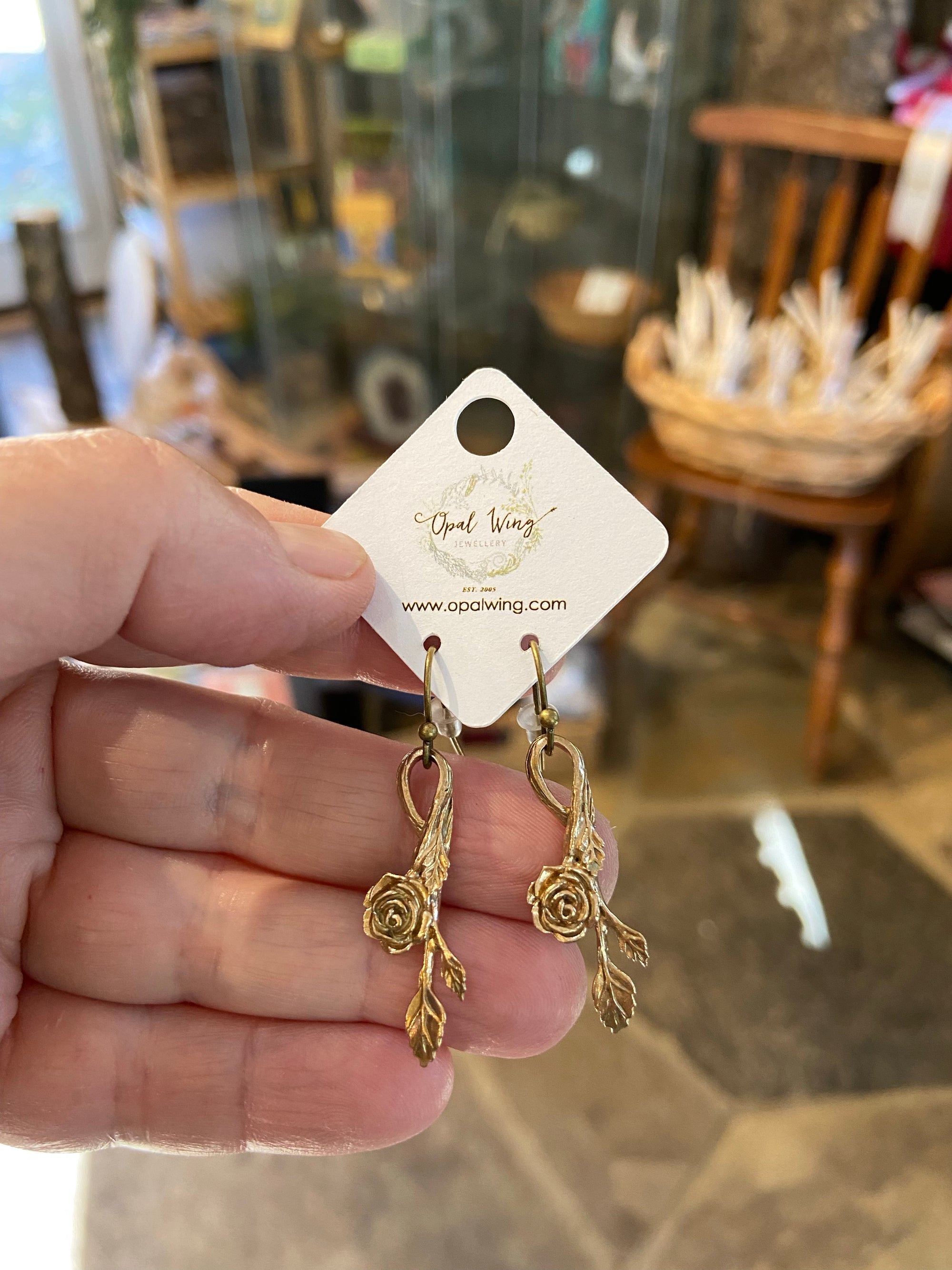 Wild Rose Earrings in Bronze