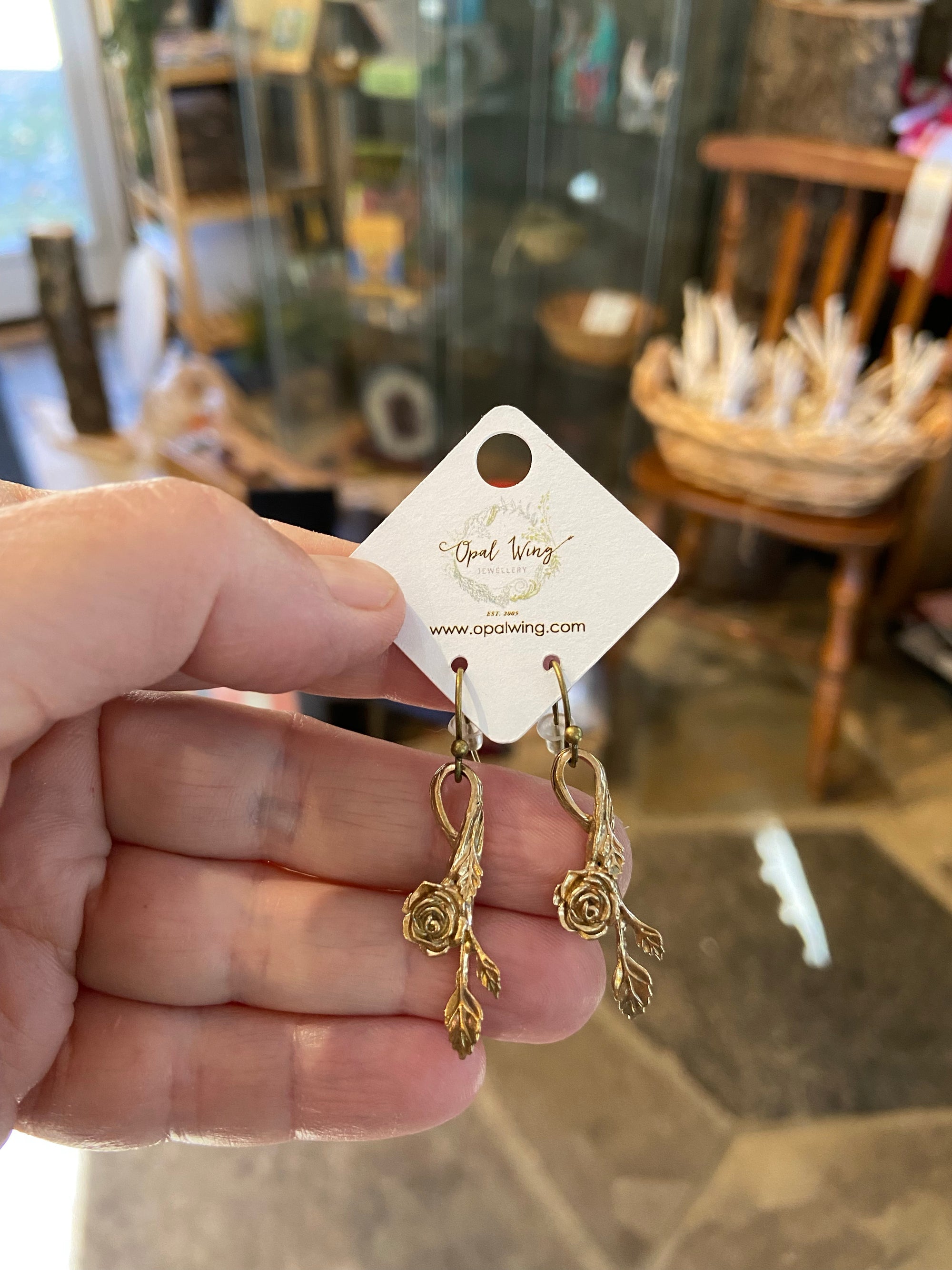 Wild Rose Earrings in Bronze