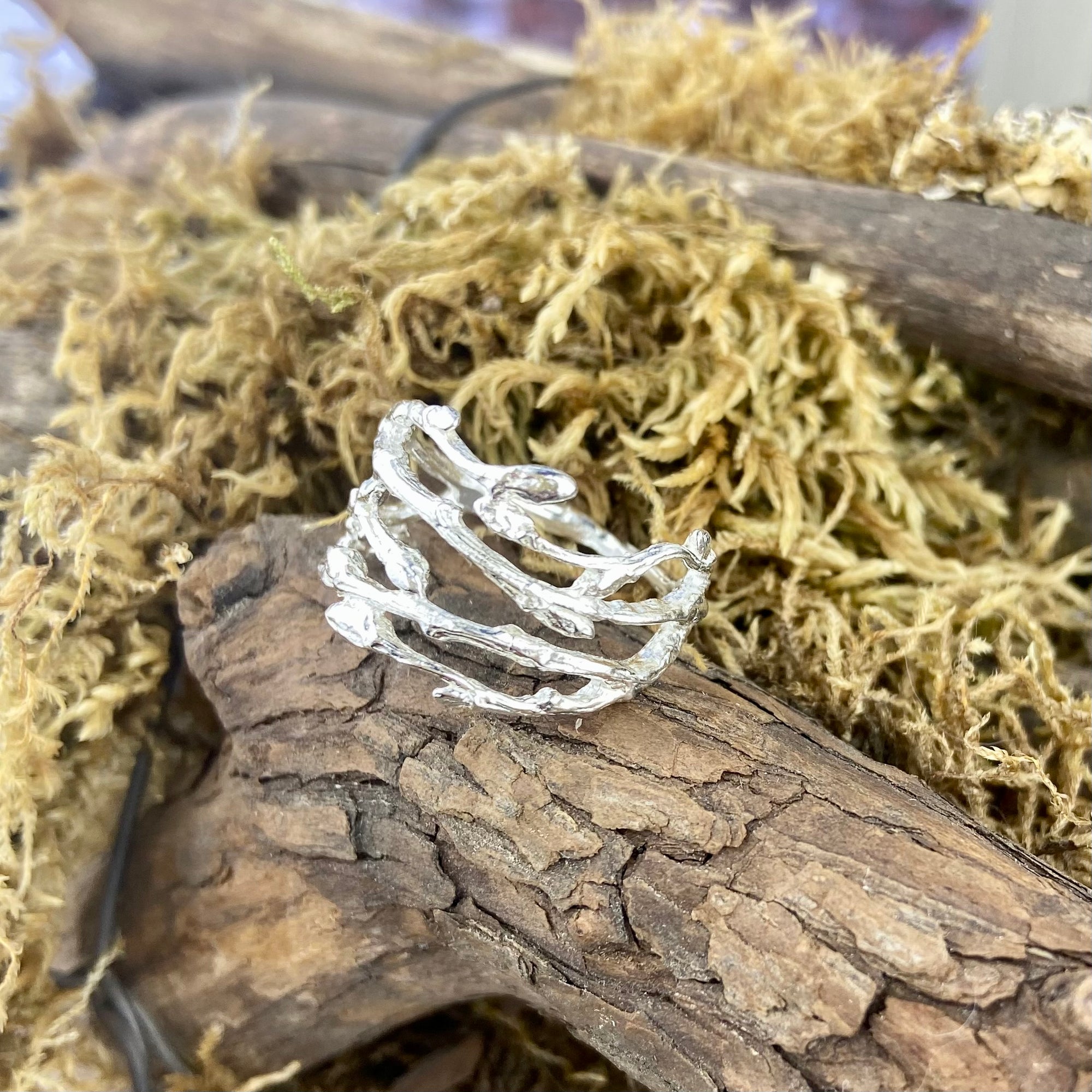 Woodland Branch Band (wide) in Silver