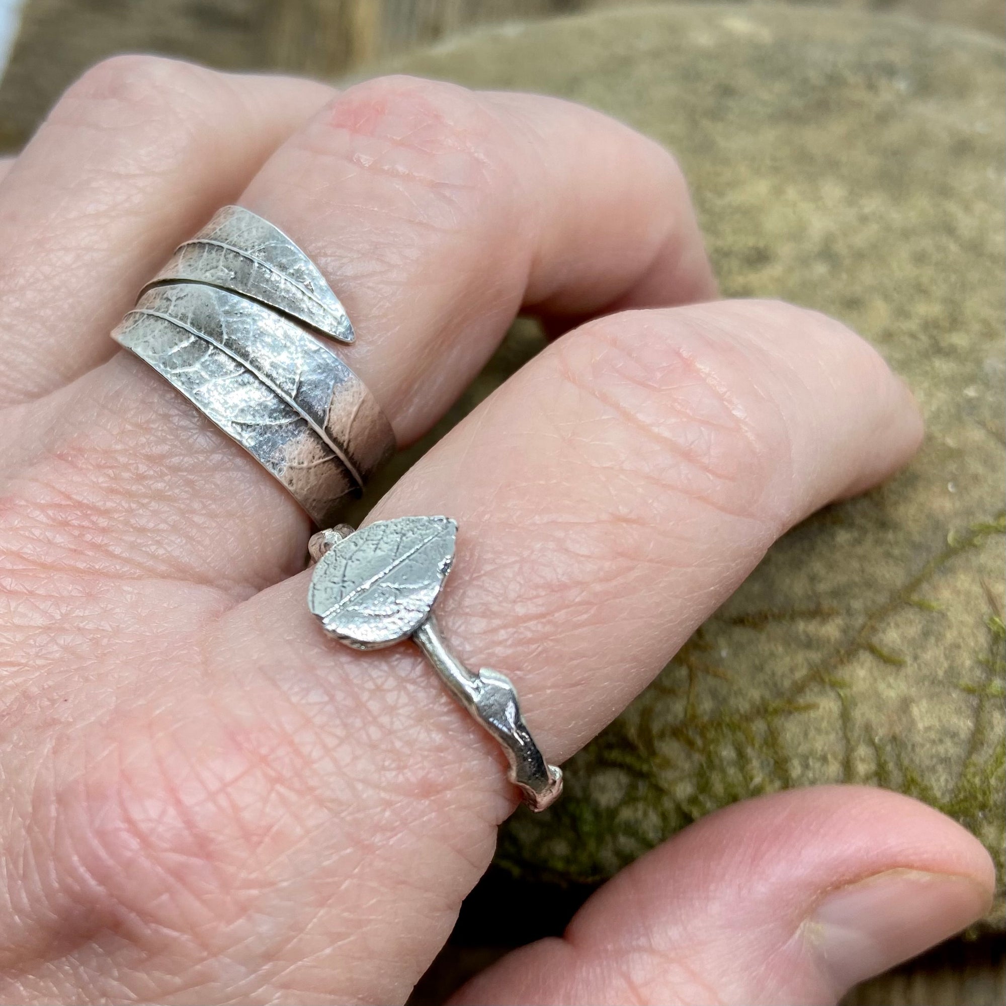 Rose Leaf Ring in Silver