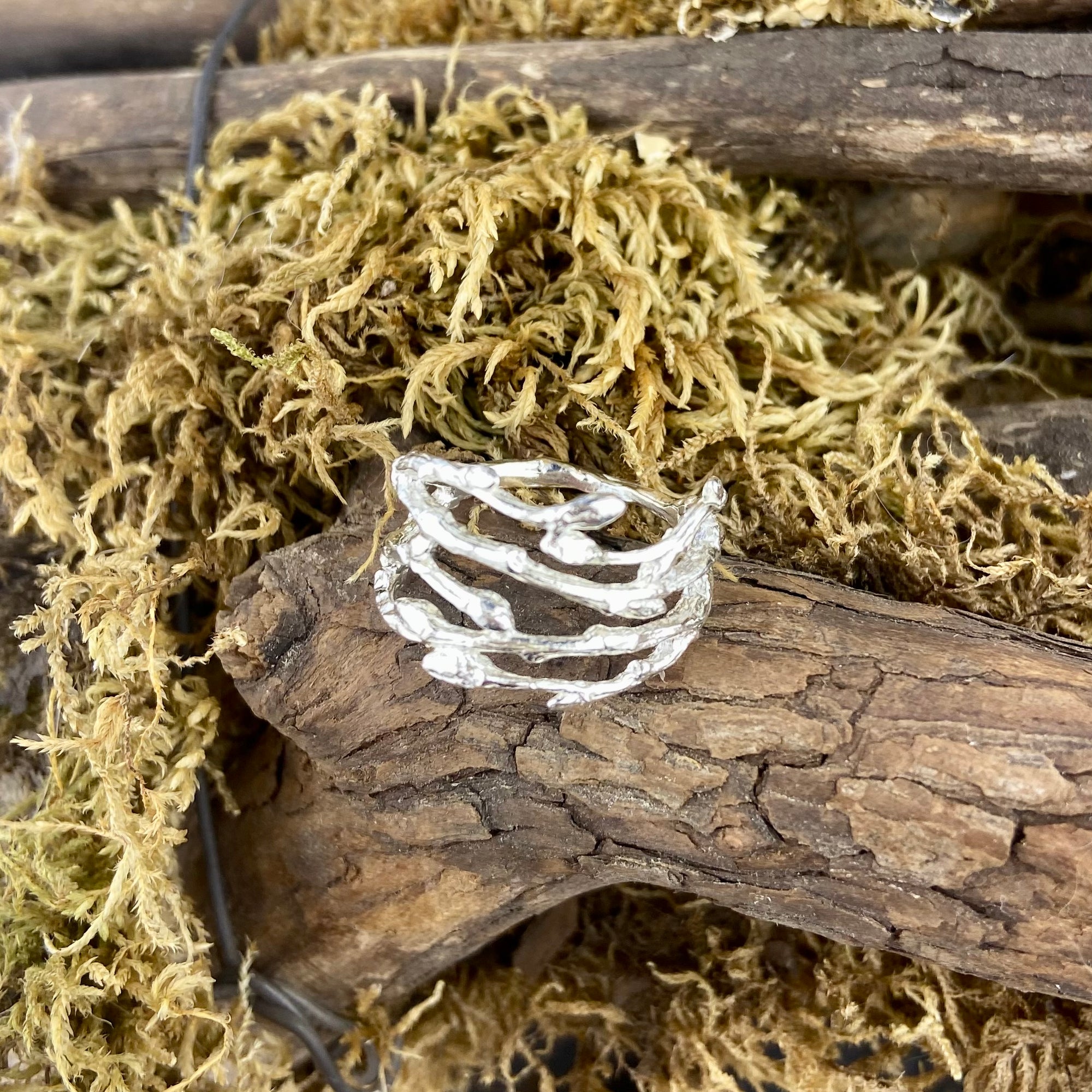 Woodland Branch Band (wide) in Silver