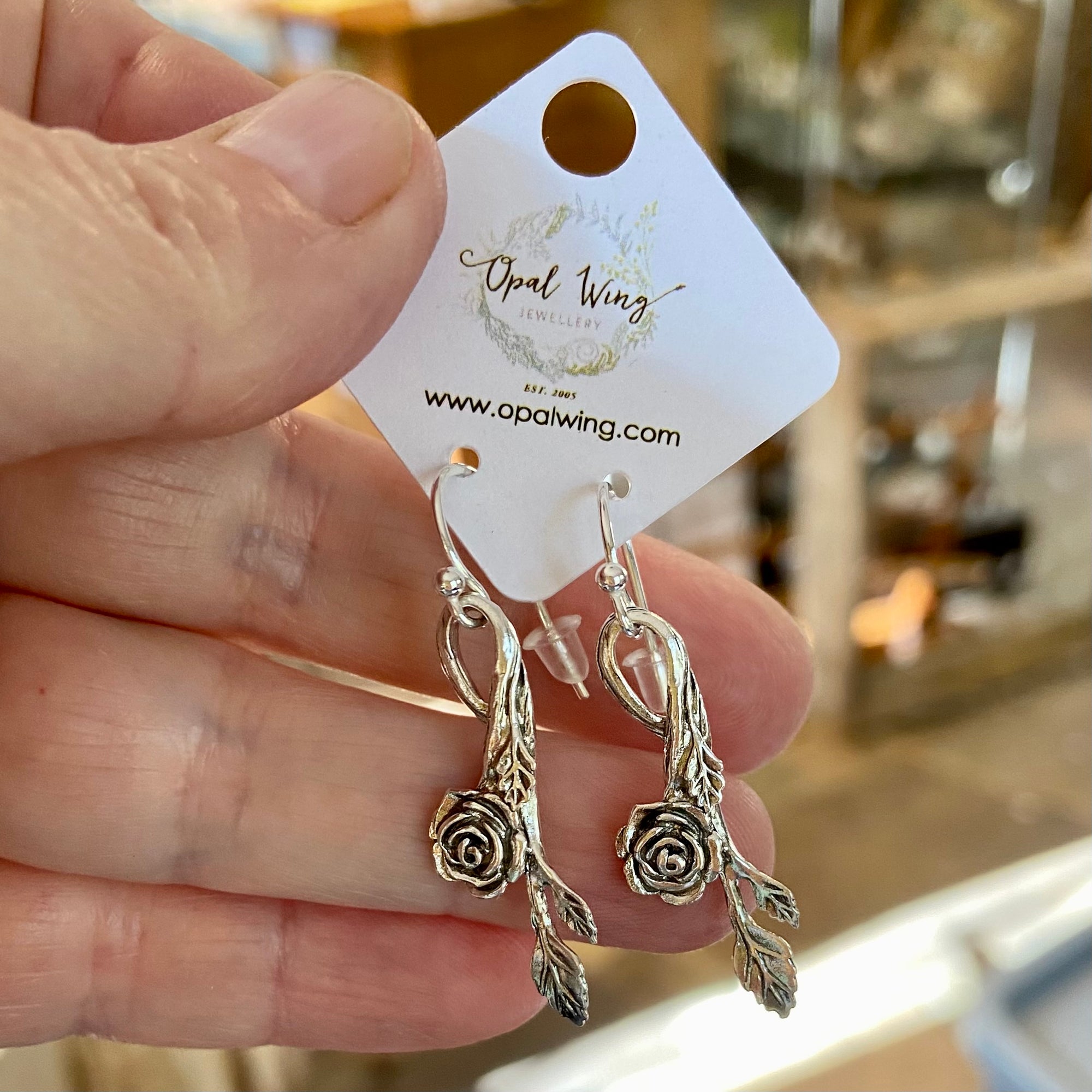 Wild Rose Earrings in Silver