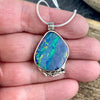 Rainbow Fire Opal Cedar pendant
