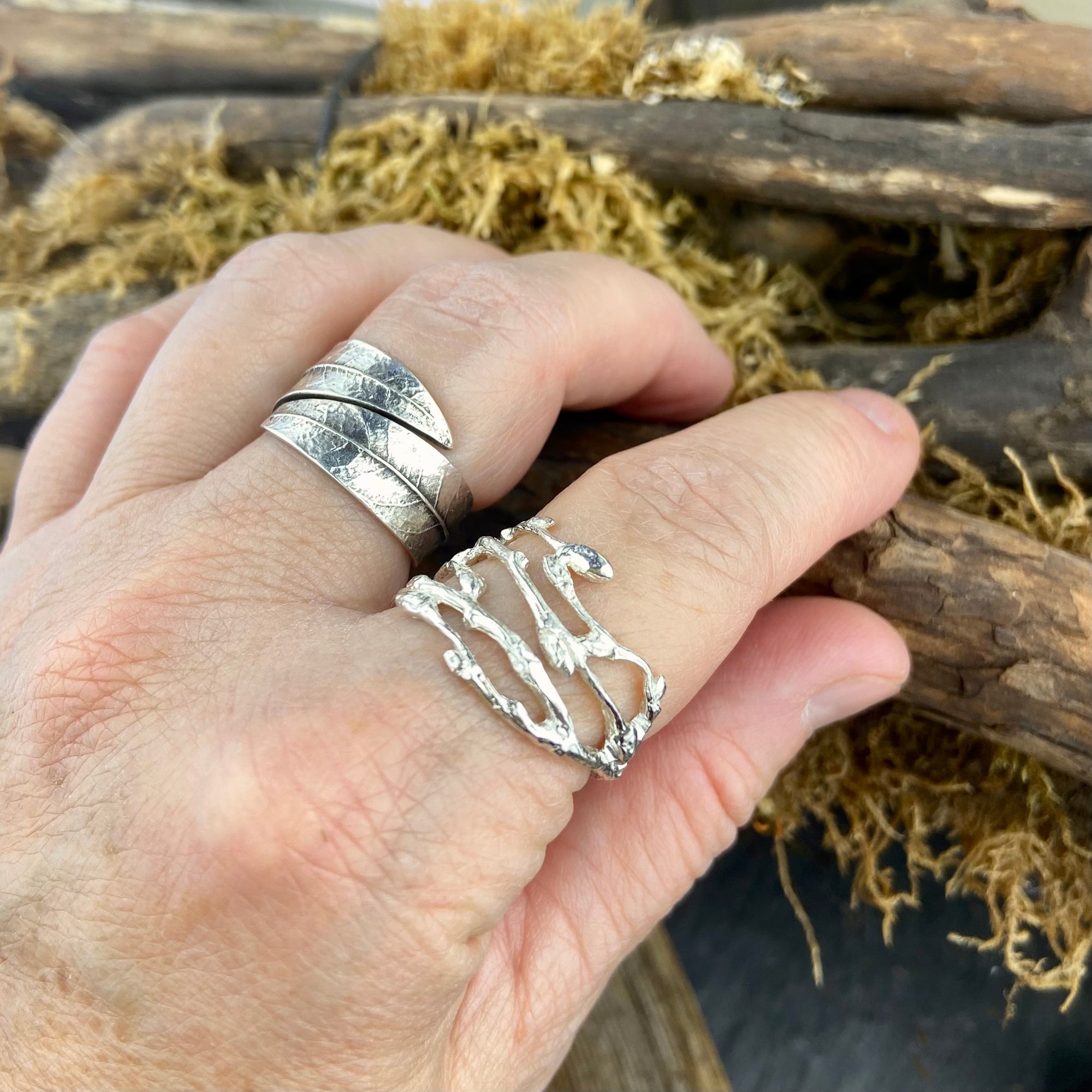 Woodland Branch Band (wide) in Silver