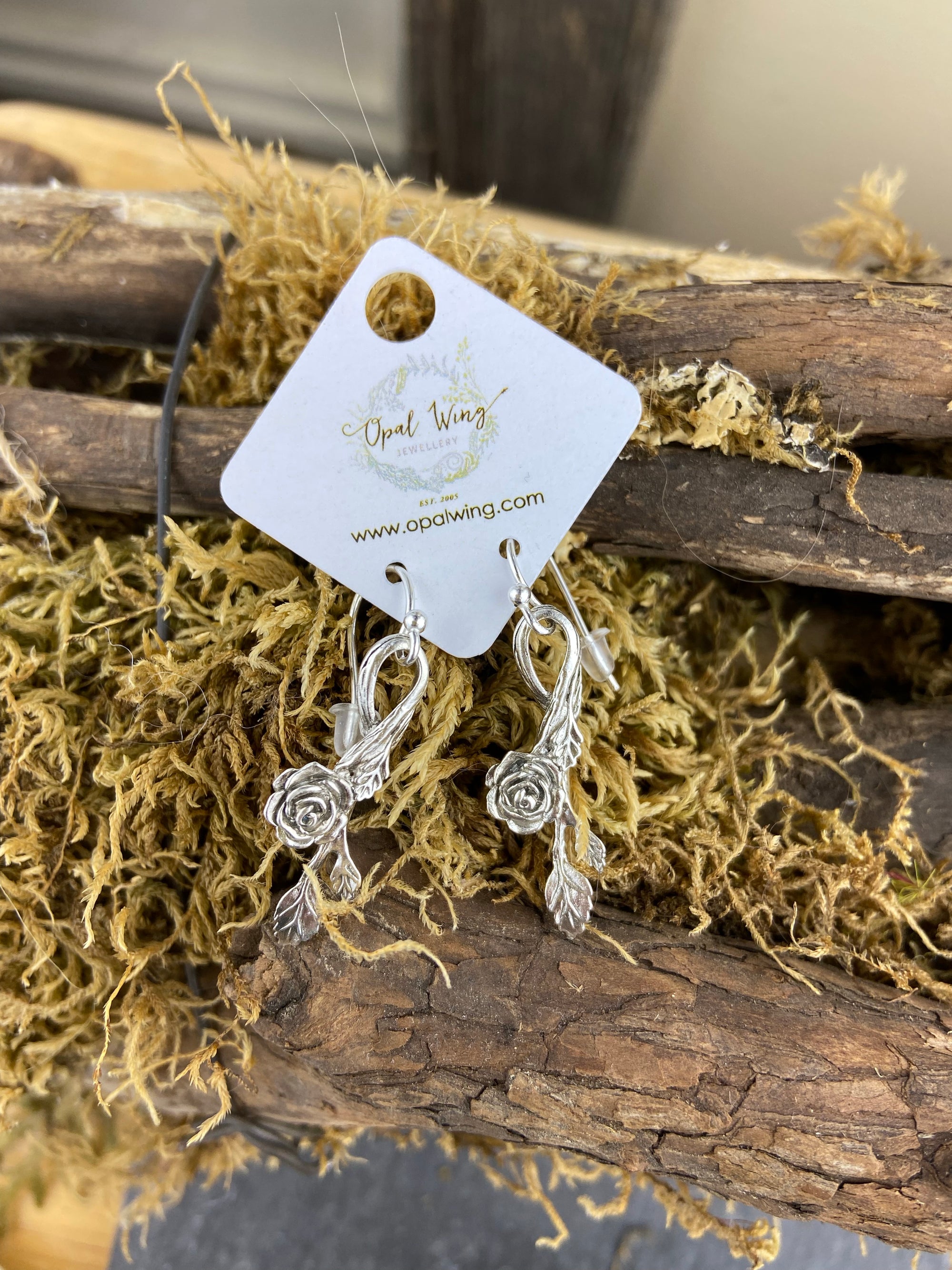 Wild Rose Earrings in Silver