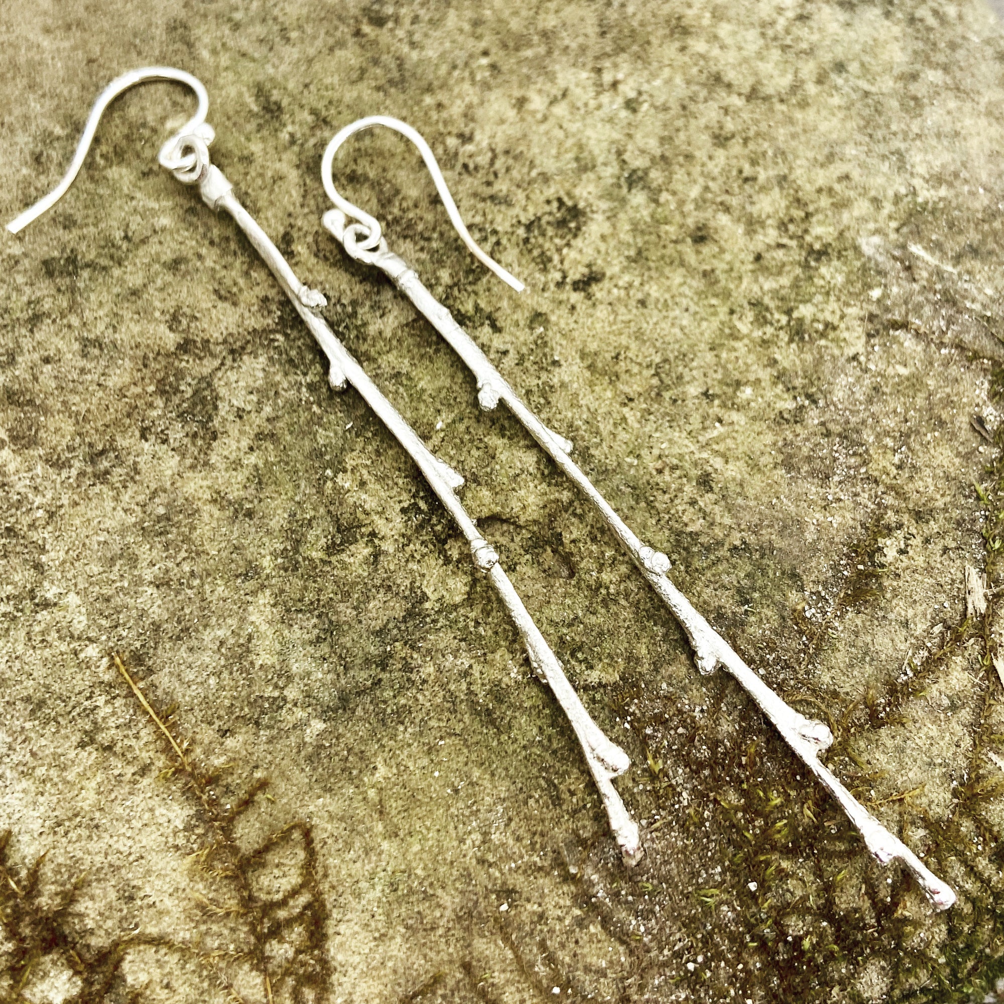Sweet Fern Bud Earrings in silver