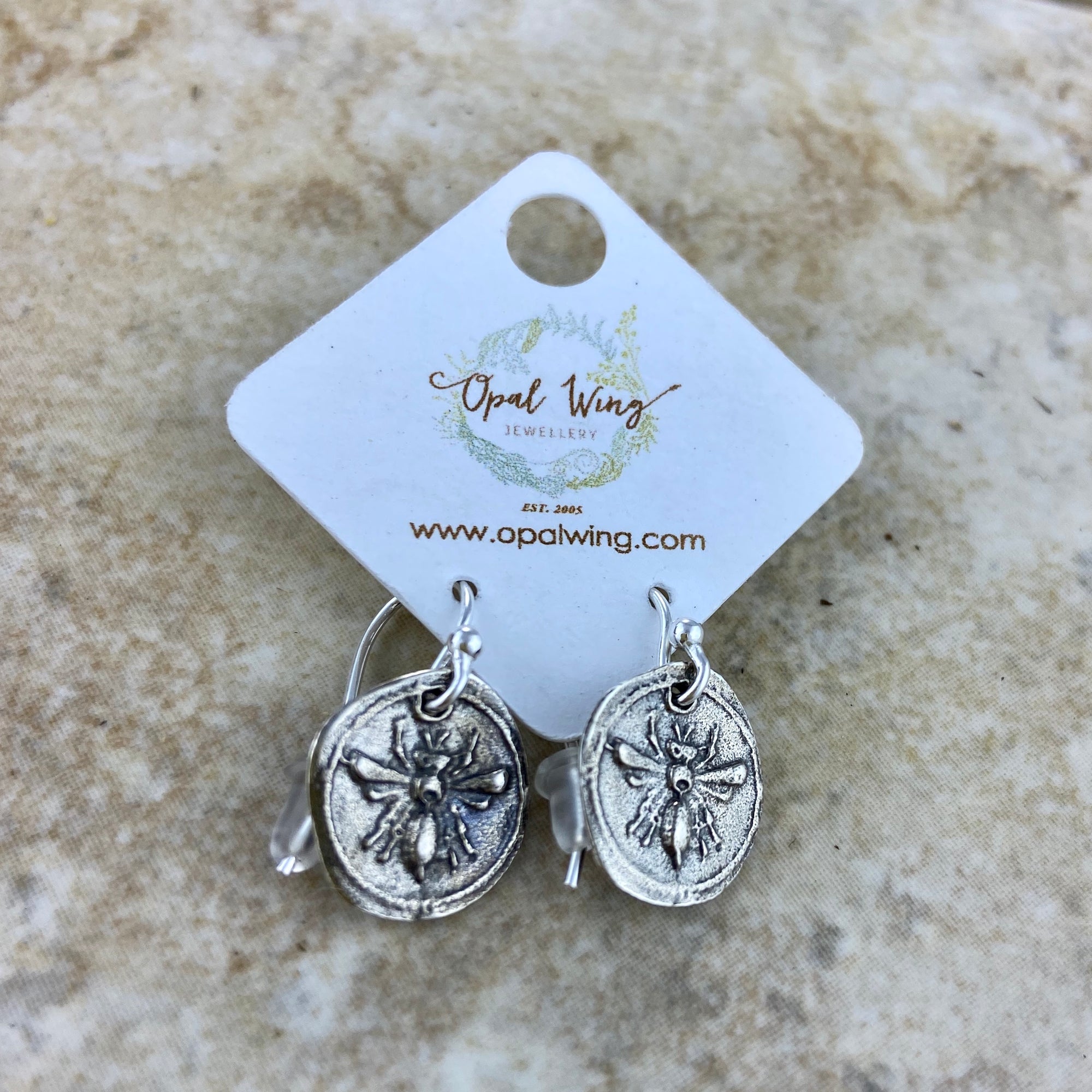 Bee Earrings in Silver